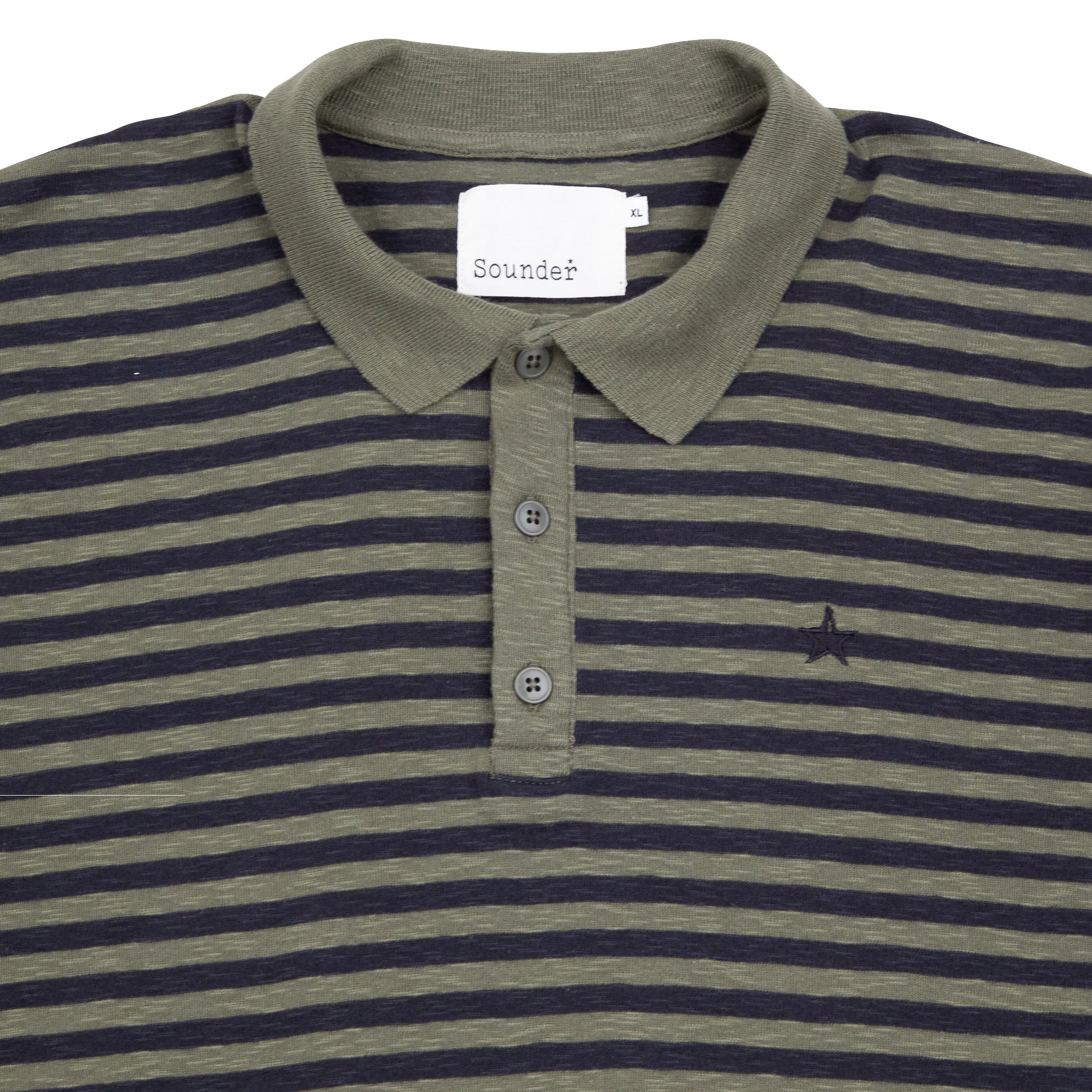 Fuzzy Long Sleeve Polo - Olive / Charcoal