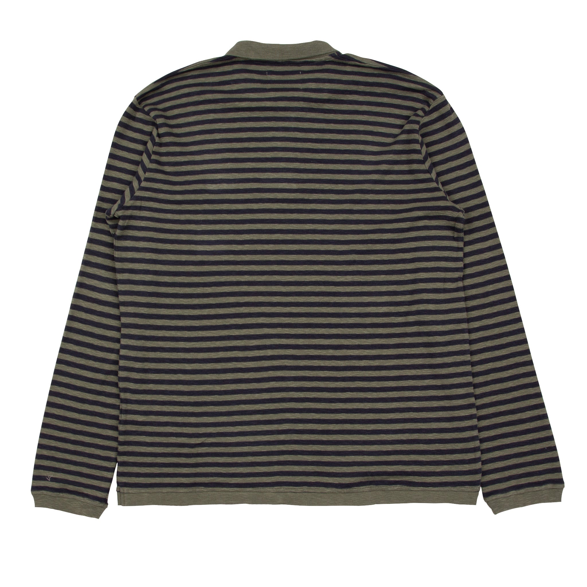 Fuzzy Long Sleeve Polo - Olive / Charcoal