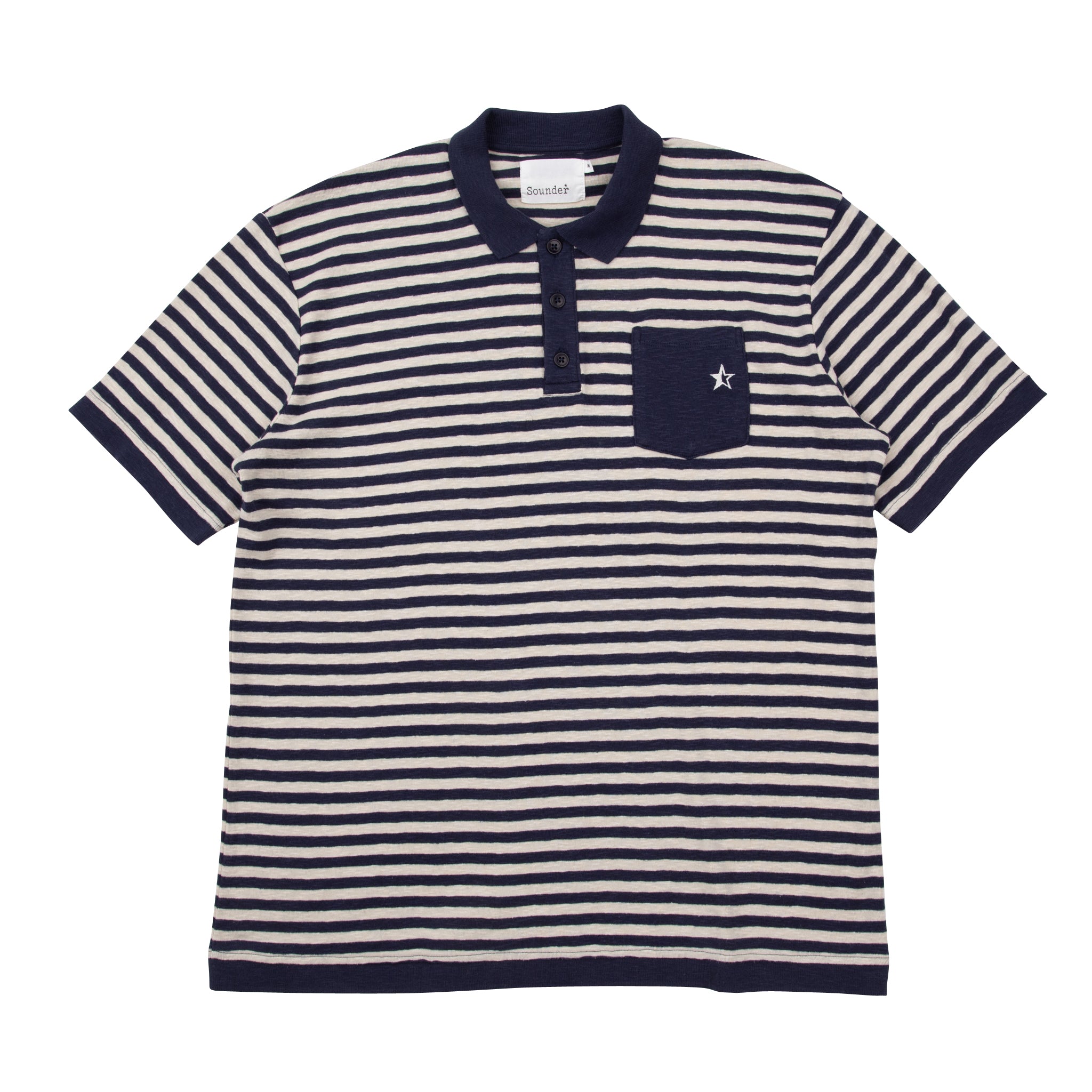 Fuzzy Pocket Polo - Navy / Ecru
