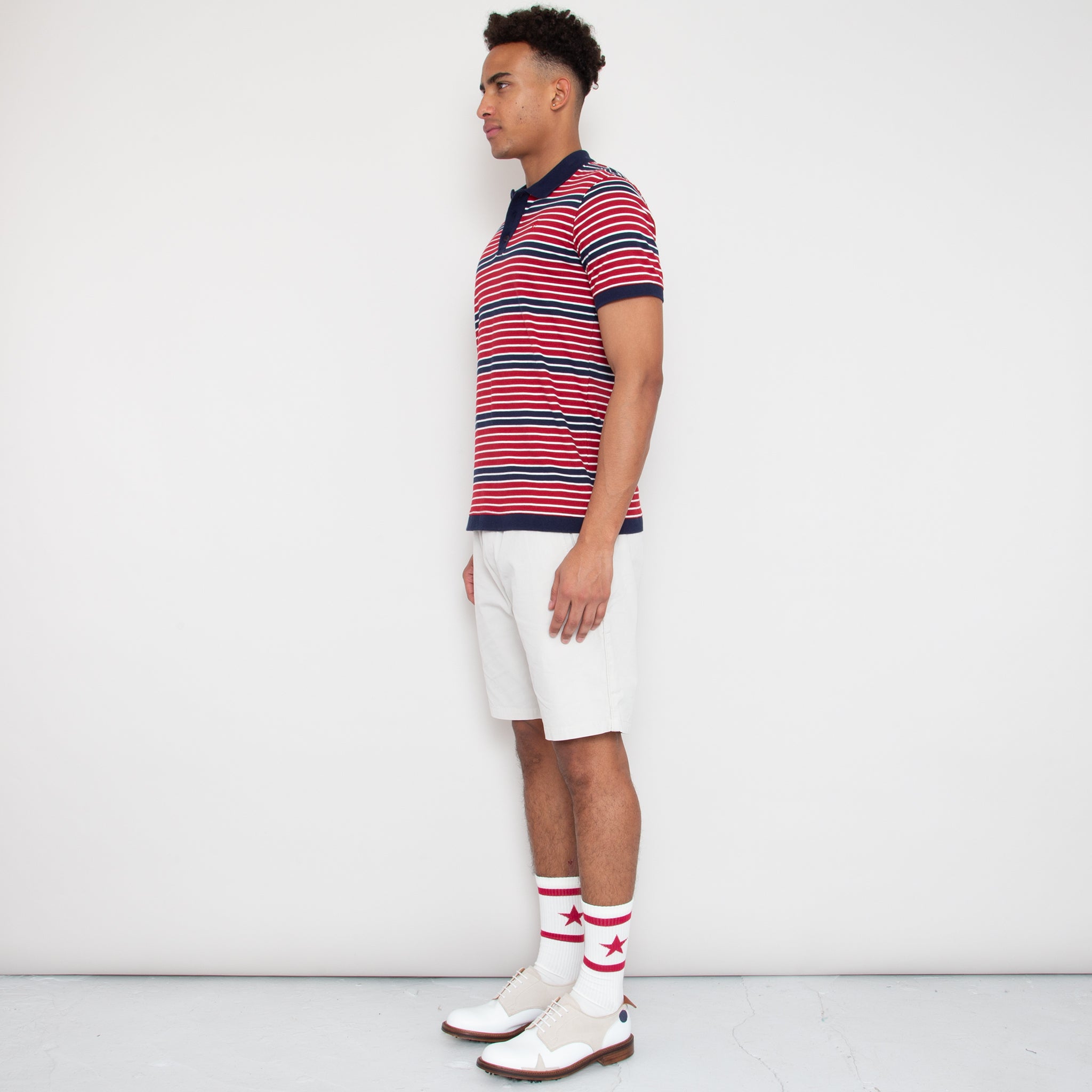 Monterey Stripe Polo - Deep Red / Deep Navy