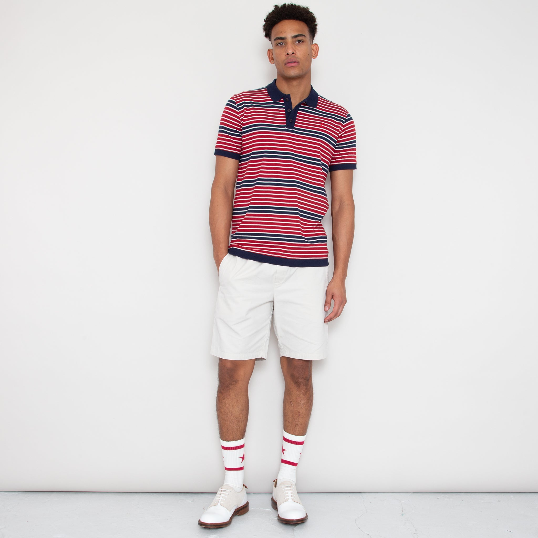 Monterey Stripe Polo - Deep Red / Deep Navy