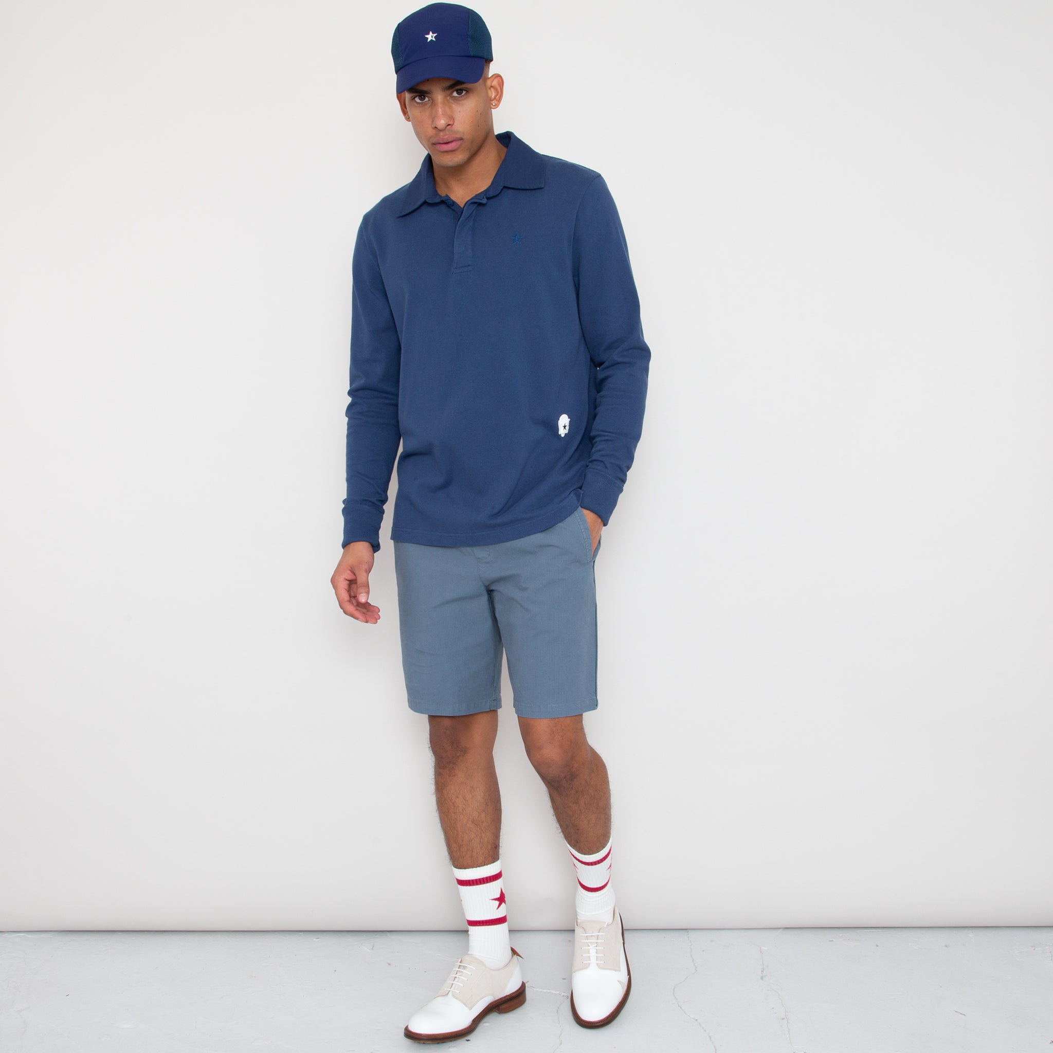 Big Mach Long Sleeve Polo Sweat - Sea Blue