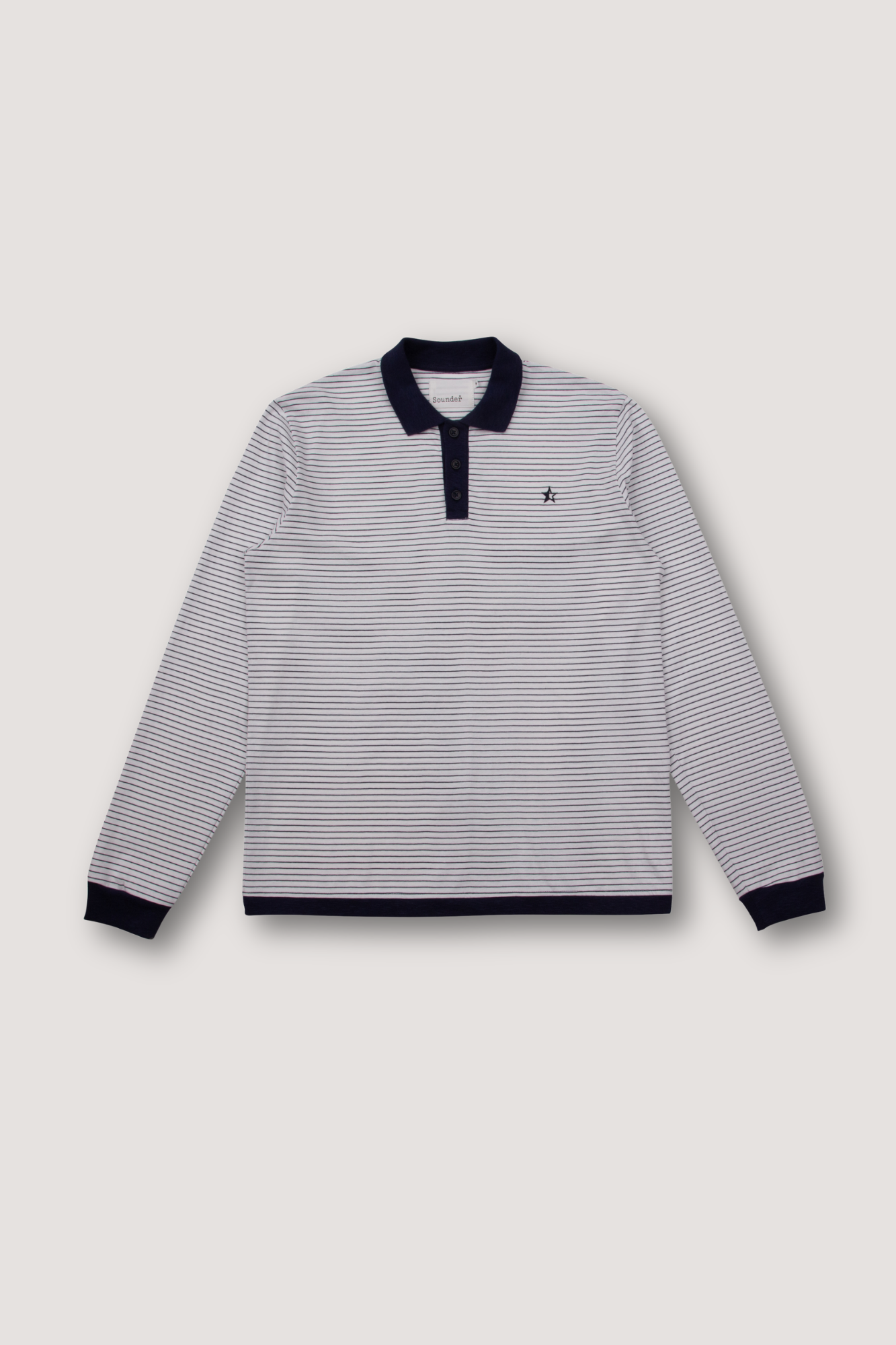 Play Well Polo Long Sleeve -  Deep Navy Pin Stripe / Off White