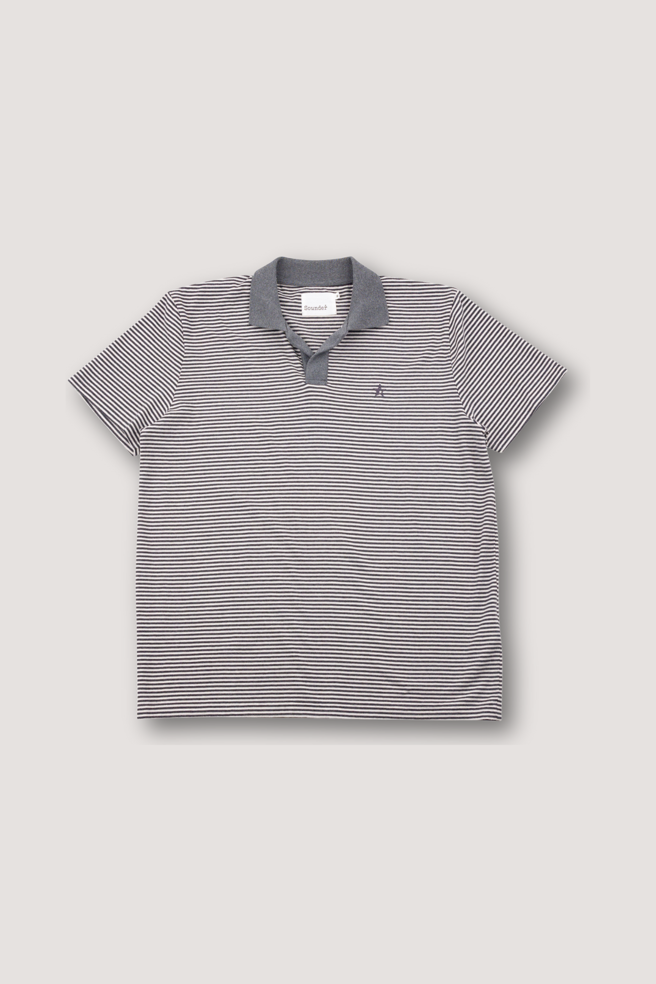 Capri Collar Polo - Dark Grey / Off White Stripe