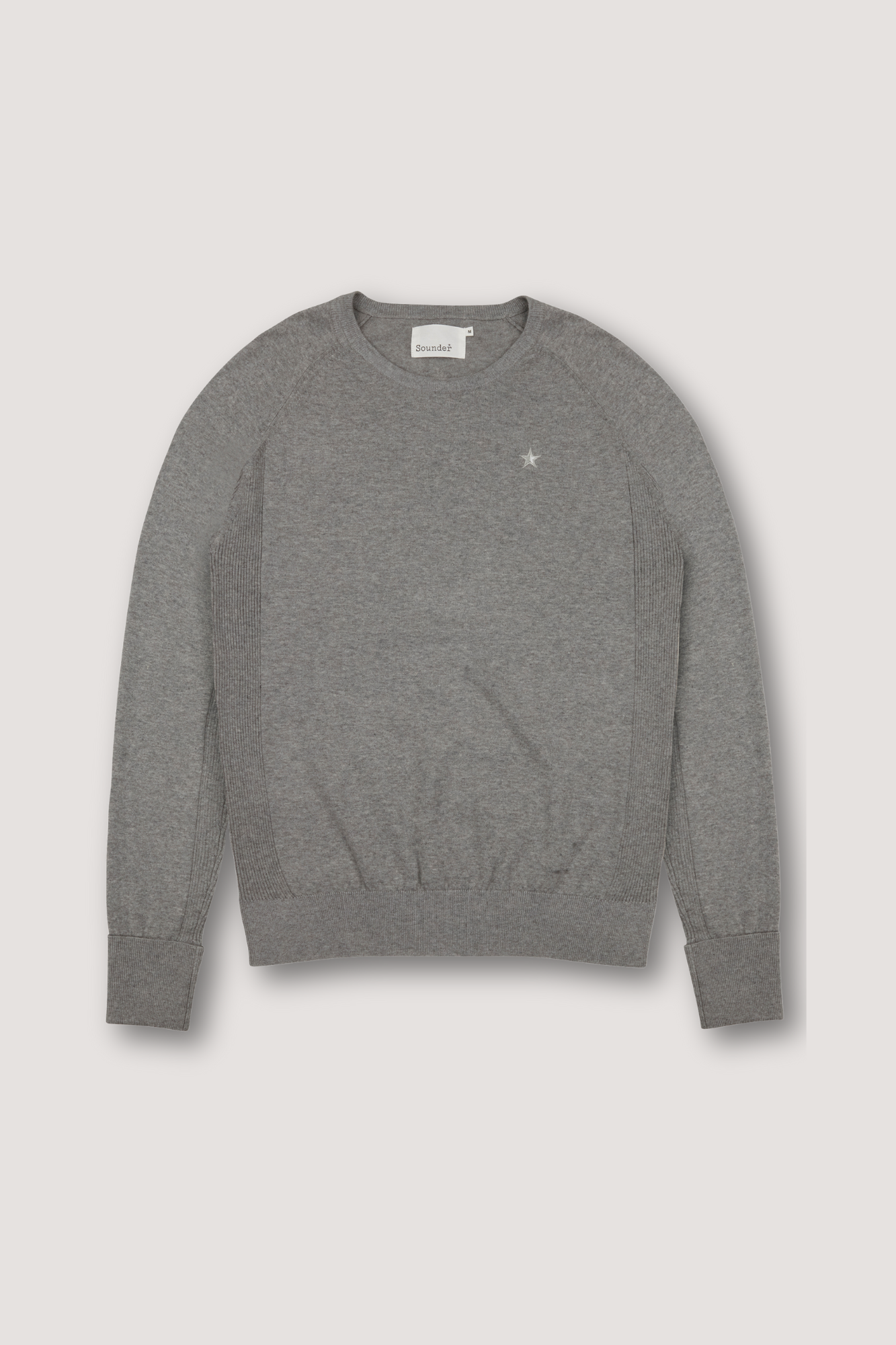 Eden Knit with Pointelle Star - Mid Grey Melange