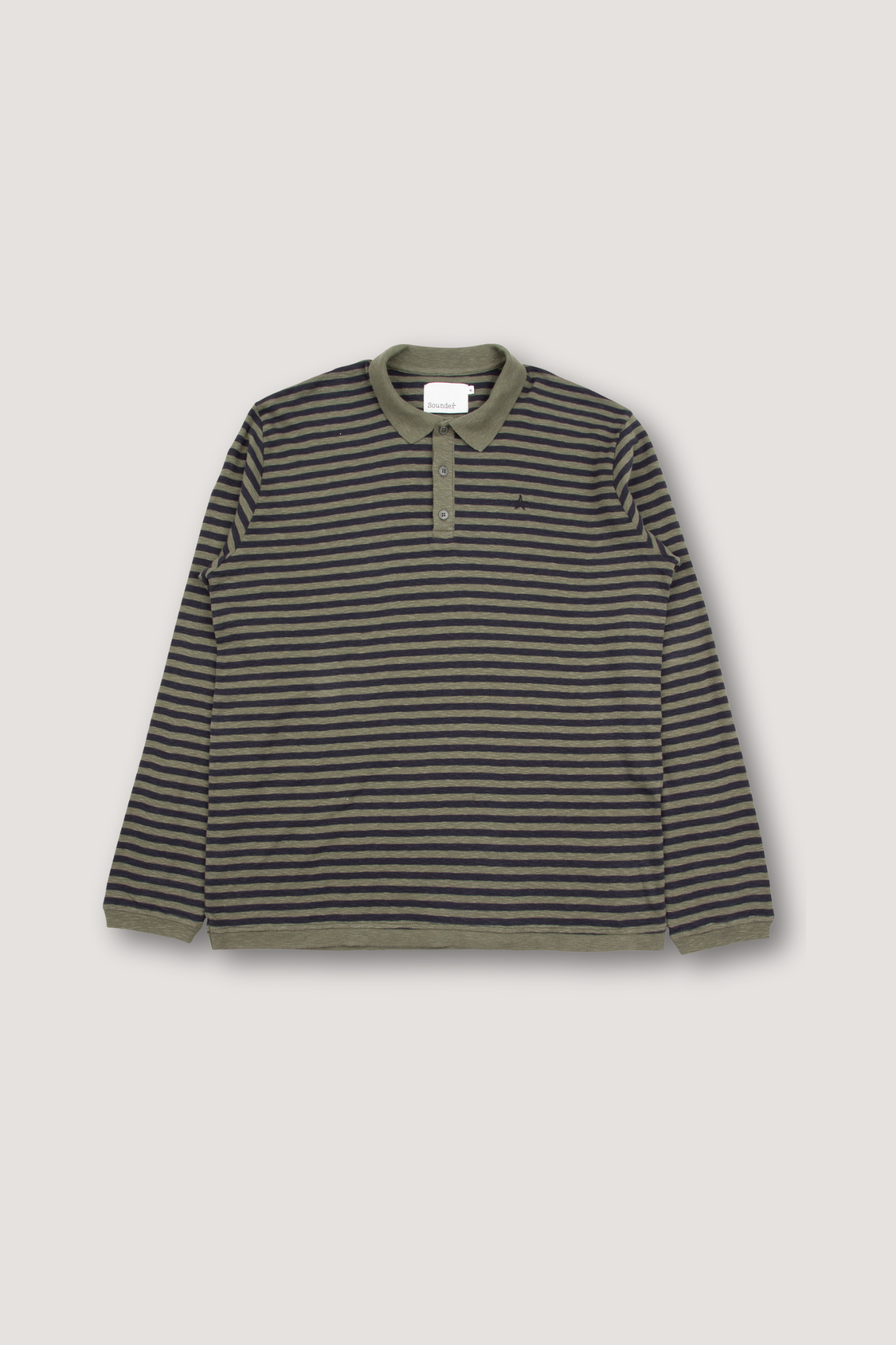 Fuzzy Long Sleeve Polo - Olive / Charcoal