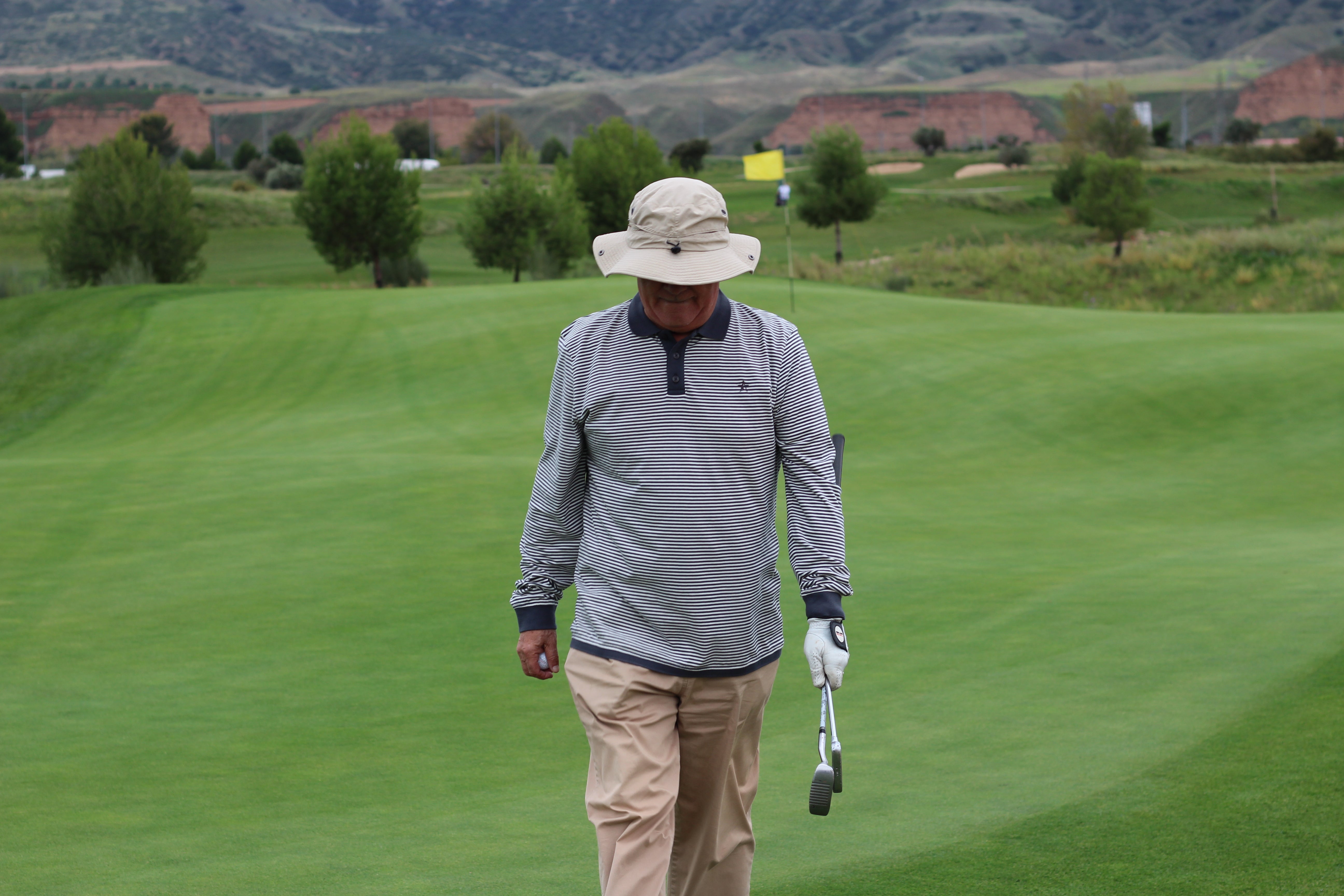 Play Well Polo Long Sleeve -  Deep Navy Pin Stripe / Off White