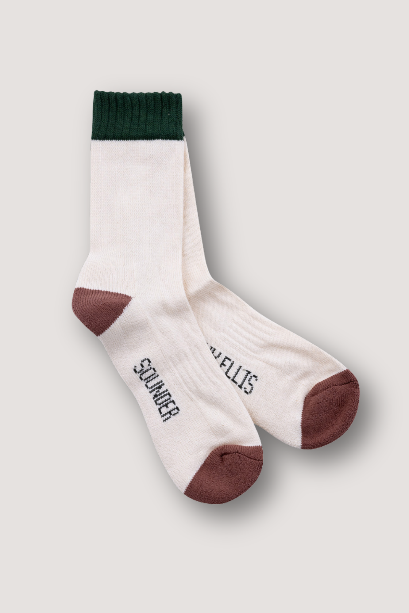 Ivy Ellis x Sounder Lightweight Crew Sock - Cream with Green Trim