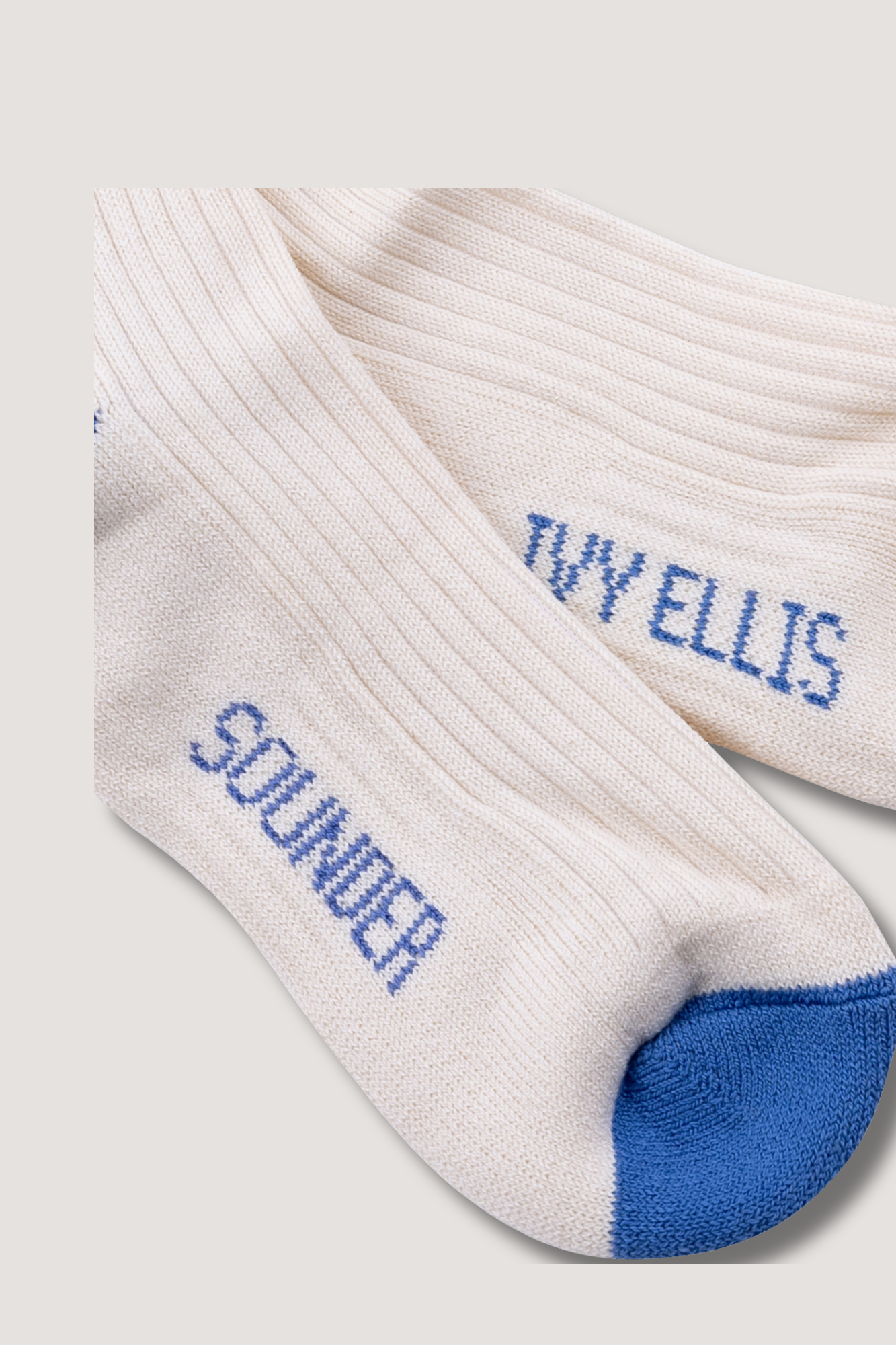 Ivy Ellis x Sounder Ribbed Crew Sock - White with Cobalt Pink trim