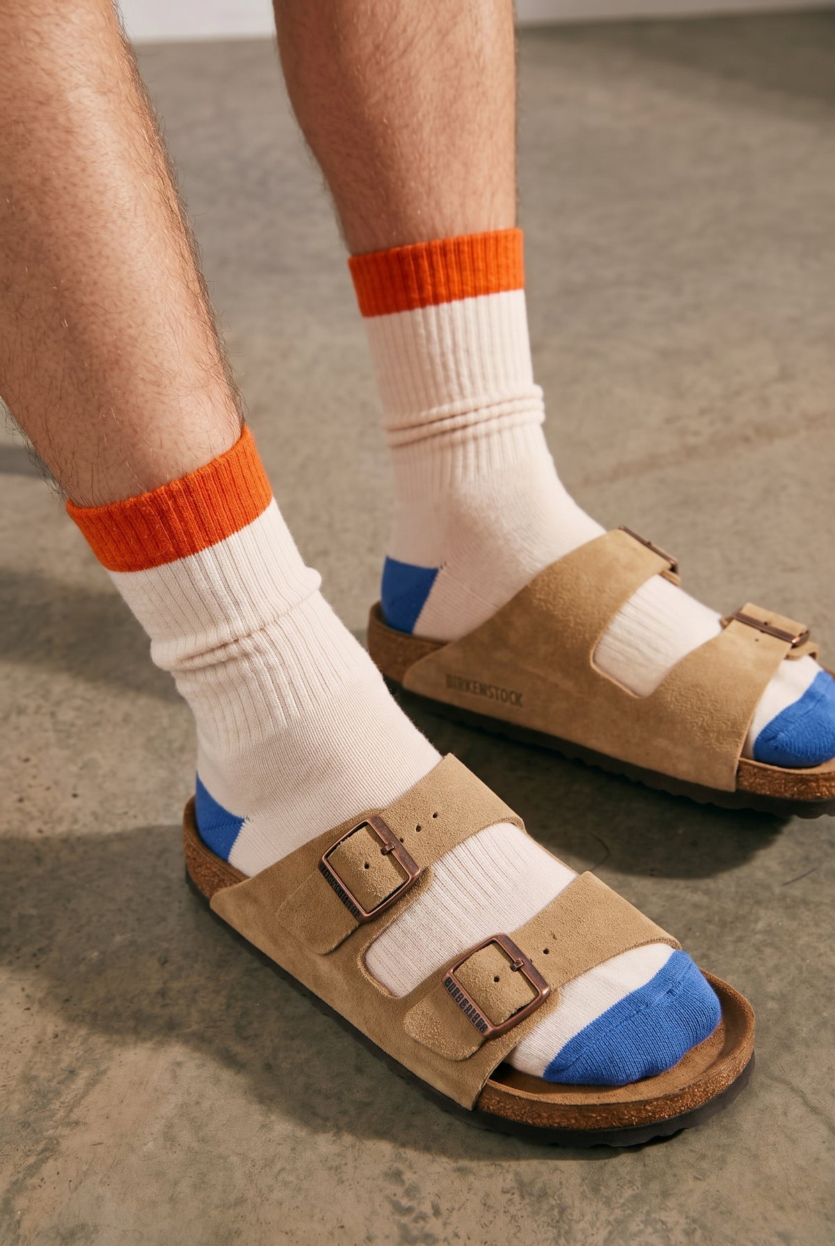 Ivy Ellis x Sounder Lightweight Crew Sock - Cream with Orange trim