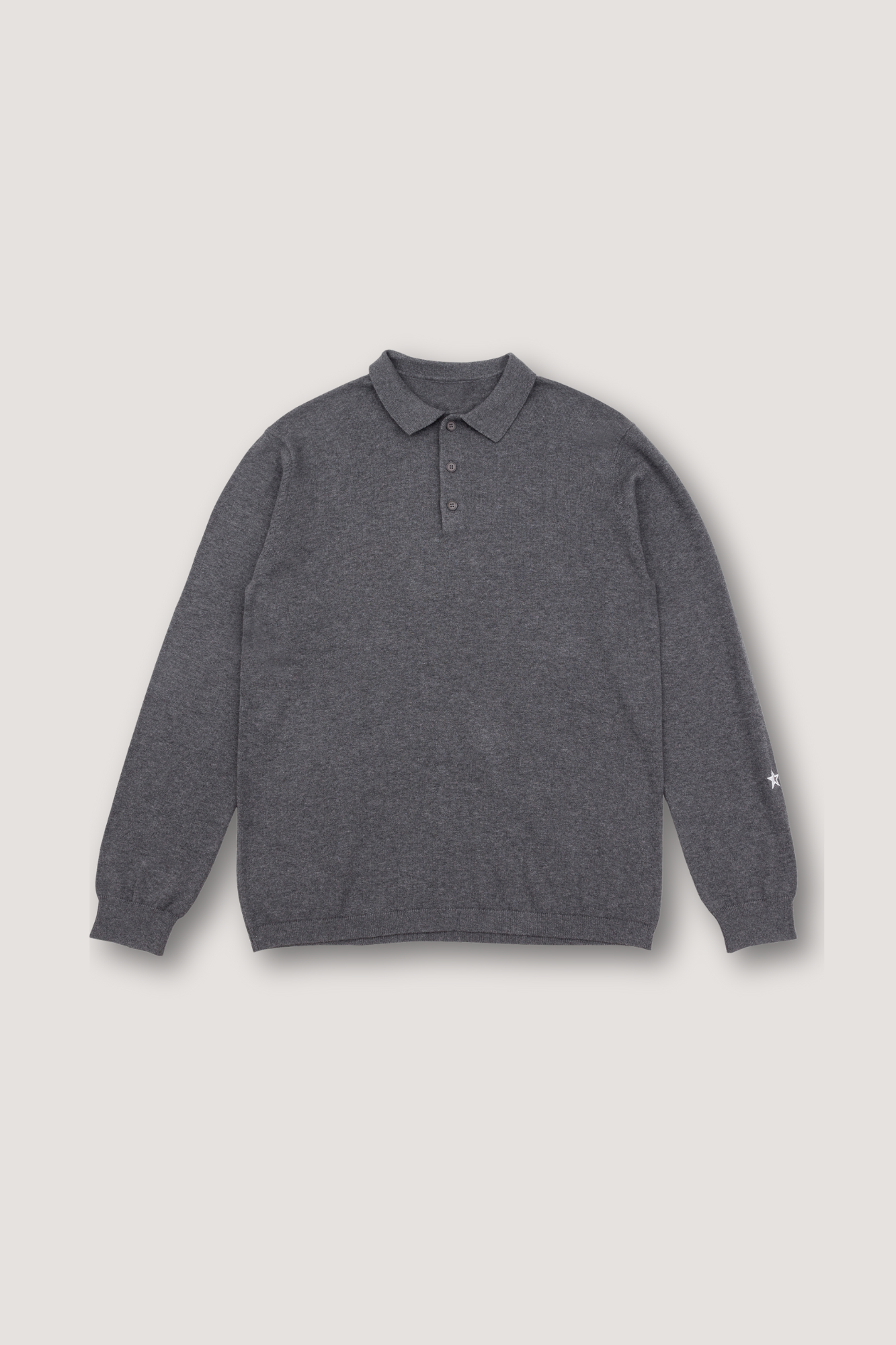 Fine Cut Knitted Polo - Dark Grey Melange