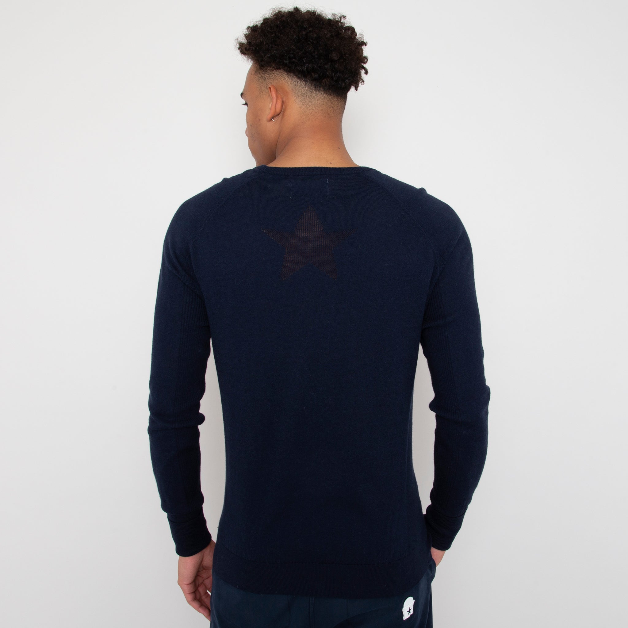 Eden Knit with Pointelle Star - Dark Navy