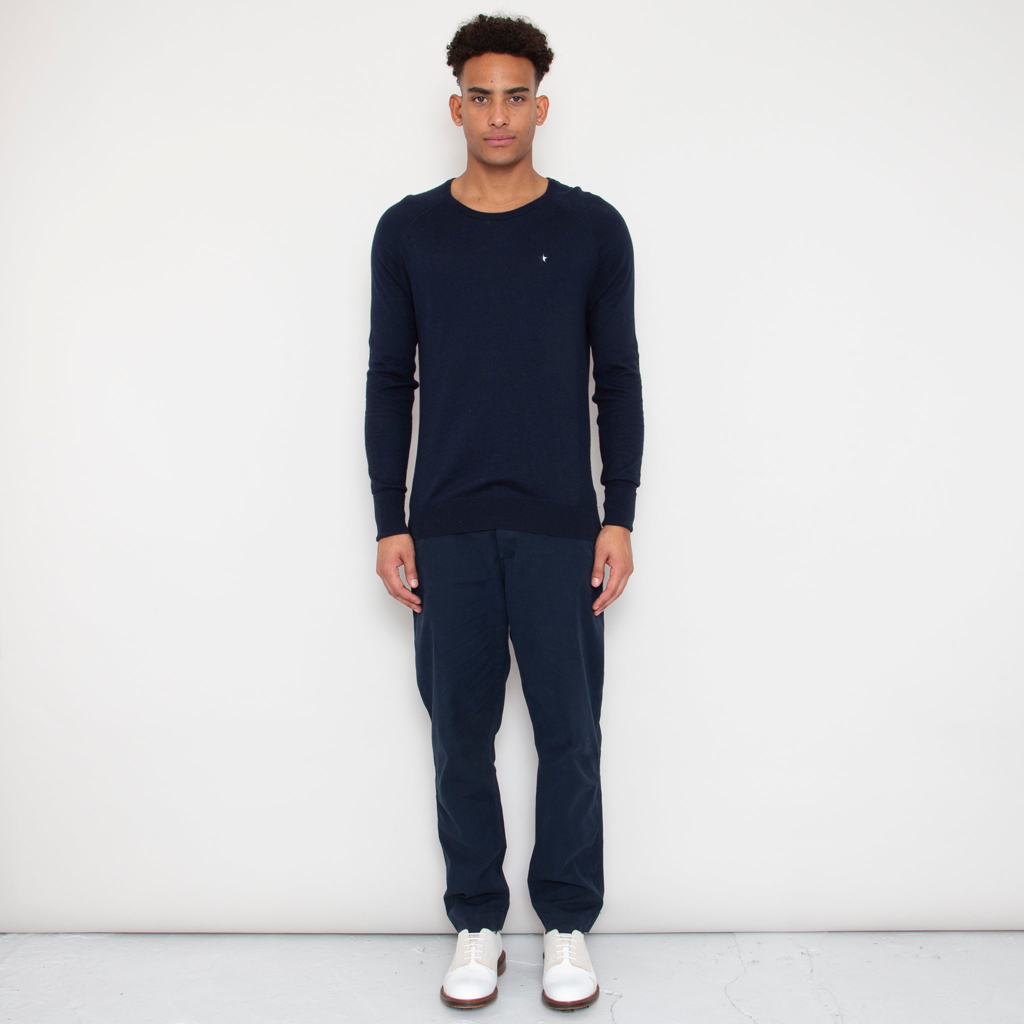 Eden Knit with Pointelle Star - Dark Navy