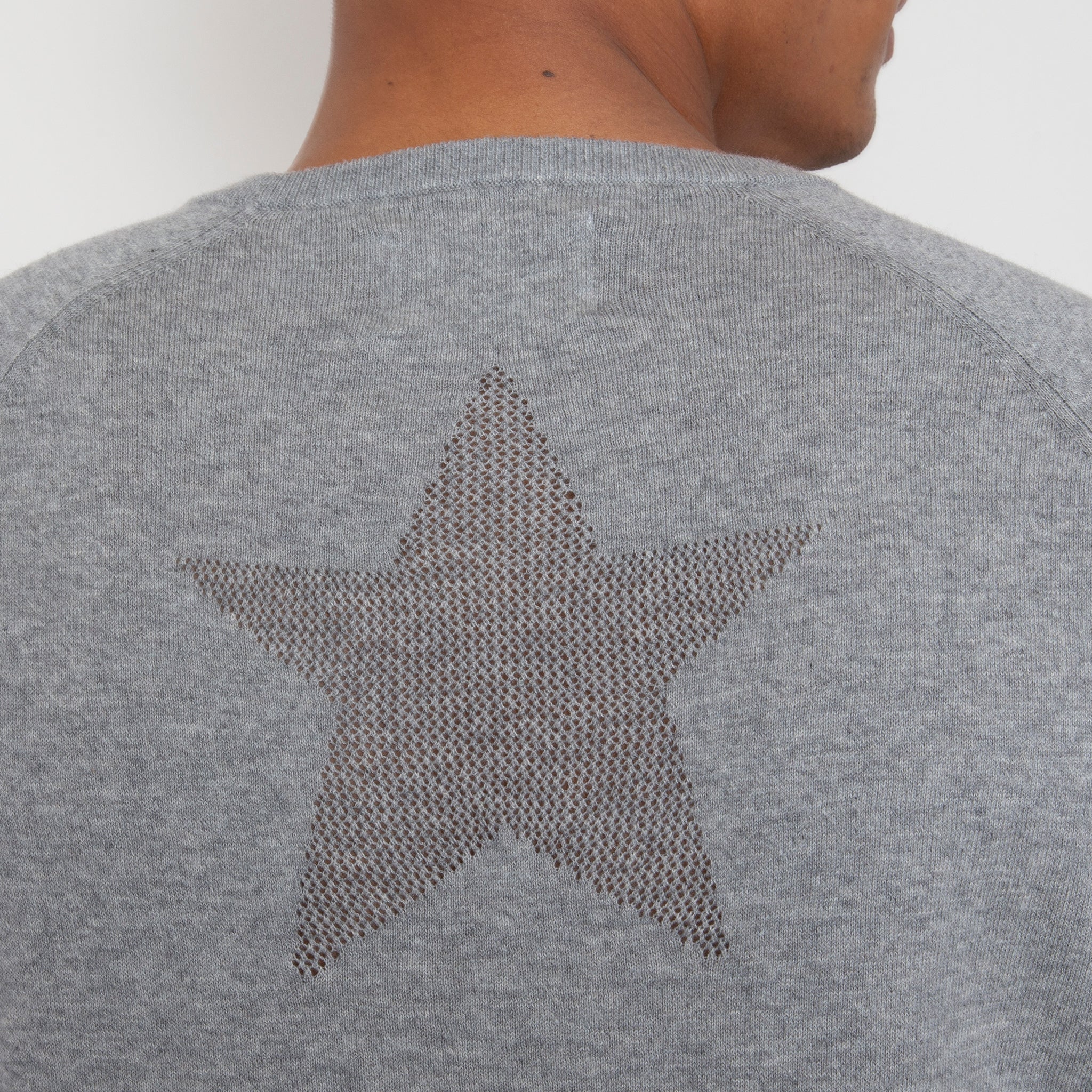 Sounder Golf | Sounder Golf | Clothing | Knits | Eden Knit with Pointelle Star - Light Grey Melange | Knits & Sweats