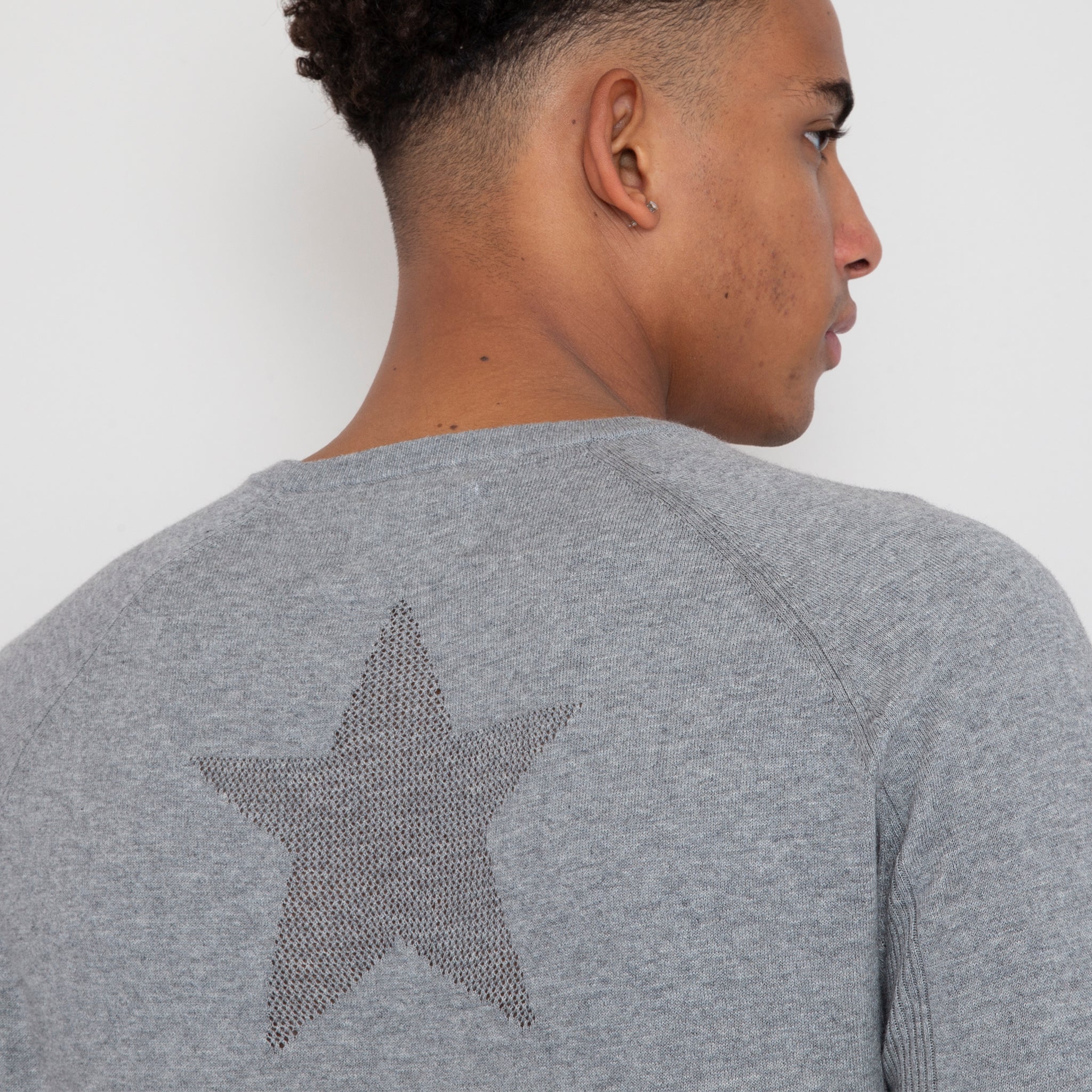 Sounder Golf | Sounder Golf | Clothing | Knits | Eden Knit with Pointelle Star - Light Grey Melange | Knits & Sweats