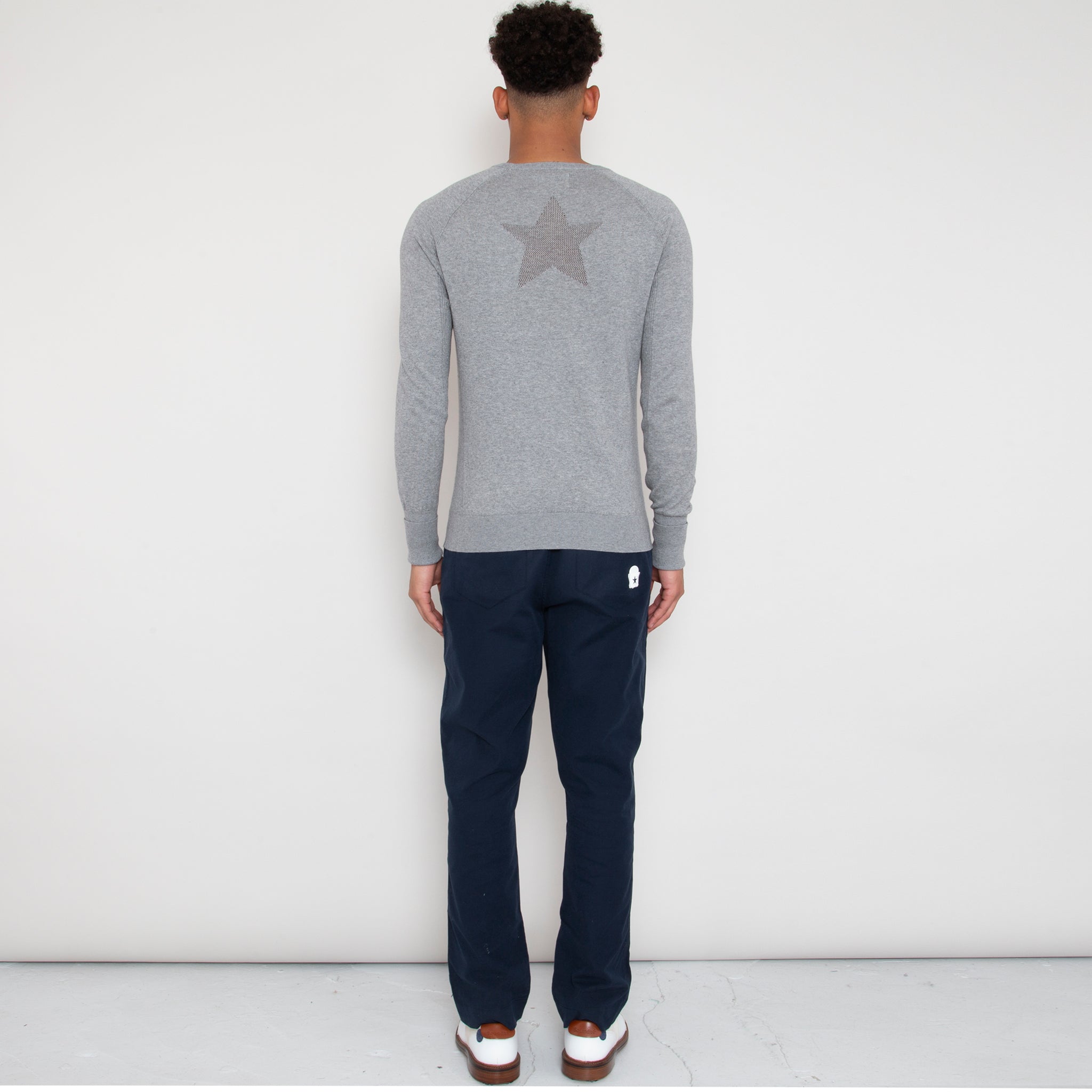 Sounder Golf | Sounder Golf | Clothing | Knits | Eden Knit with Pointelle Star - Light Grey Melange | Knits & Sweats