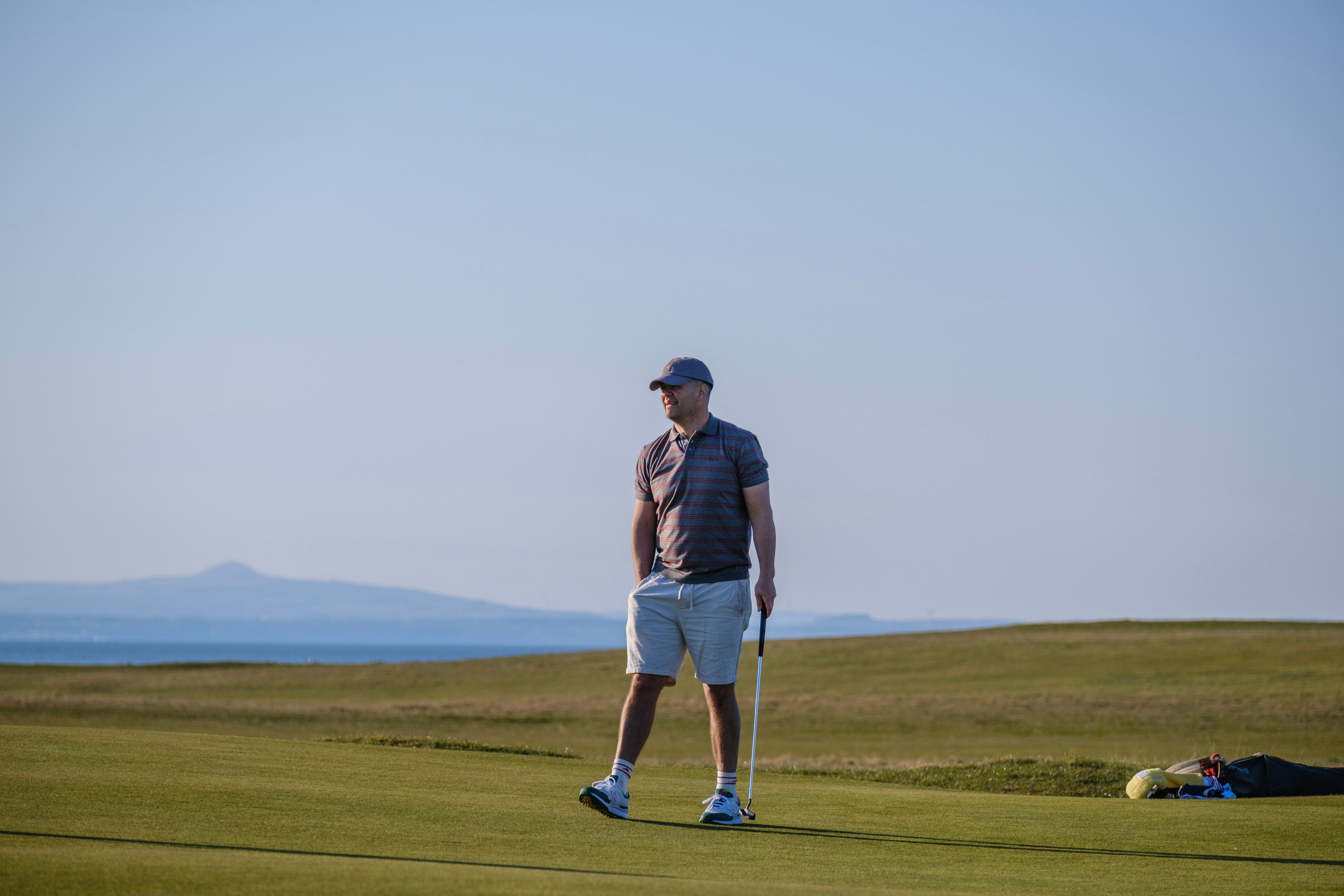 Sounder Golf | Sounder Golf | Clothing | Polos | Play Well Polo - Mid Grey / Red Stripe | Polos