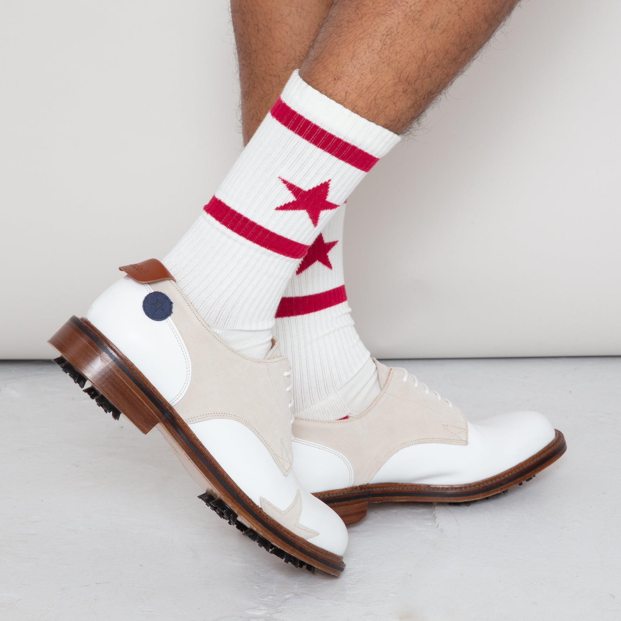 Sounder Golf | Sounder Golf | Clothing | Socks | Star Sock - White and Dark Red | Socks