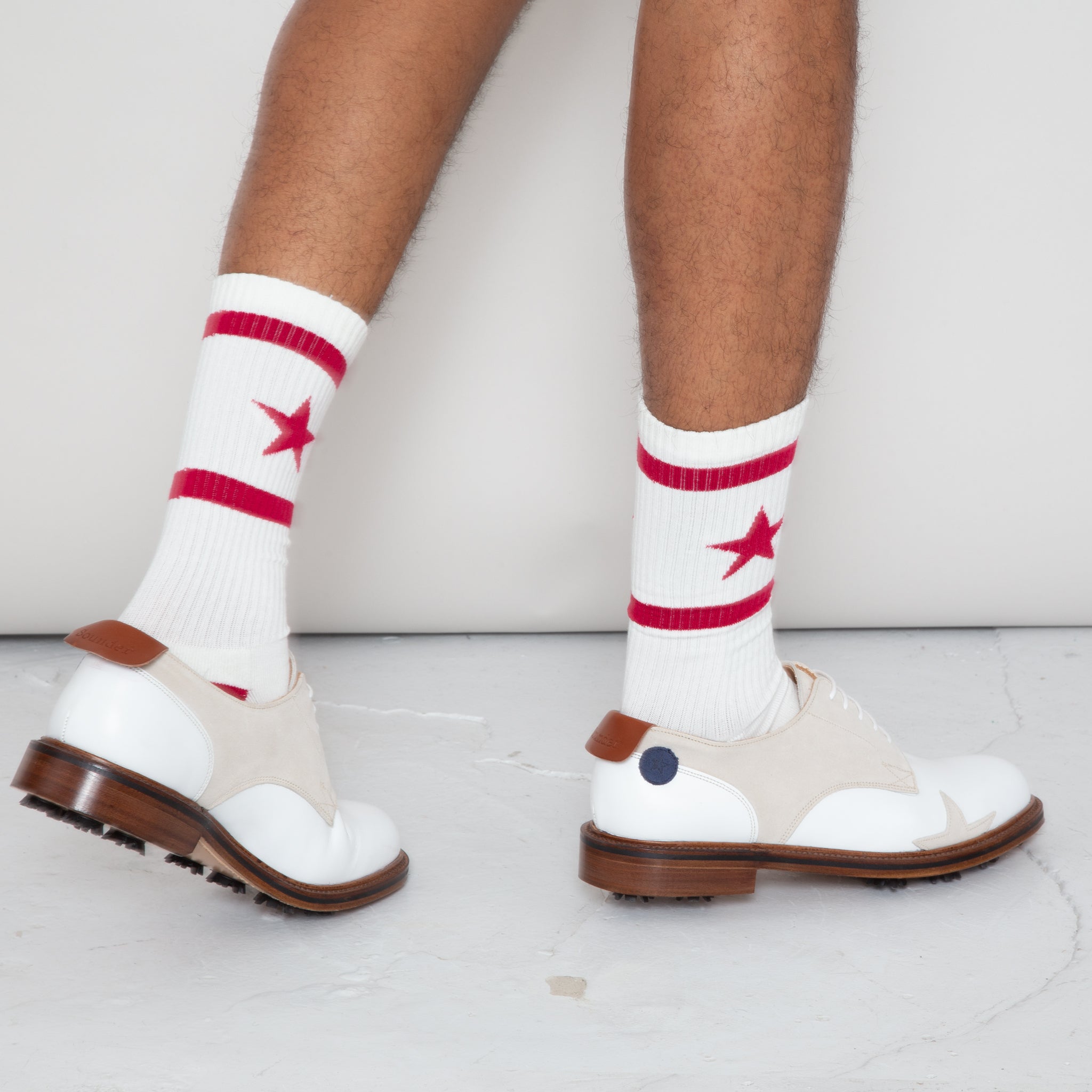 Sounder Golf | Sounder Golf | Clothing | Socks | Star Sock - White and Dark Red | Socks