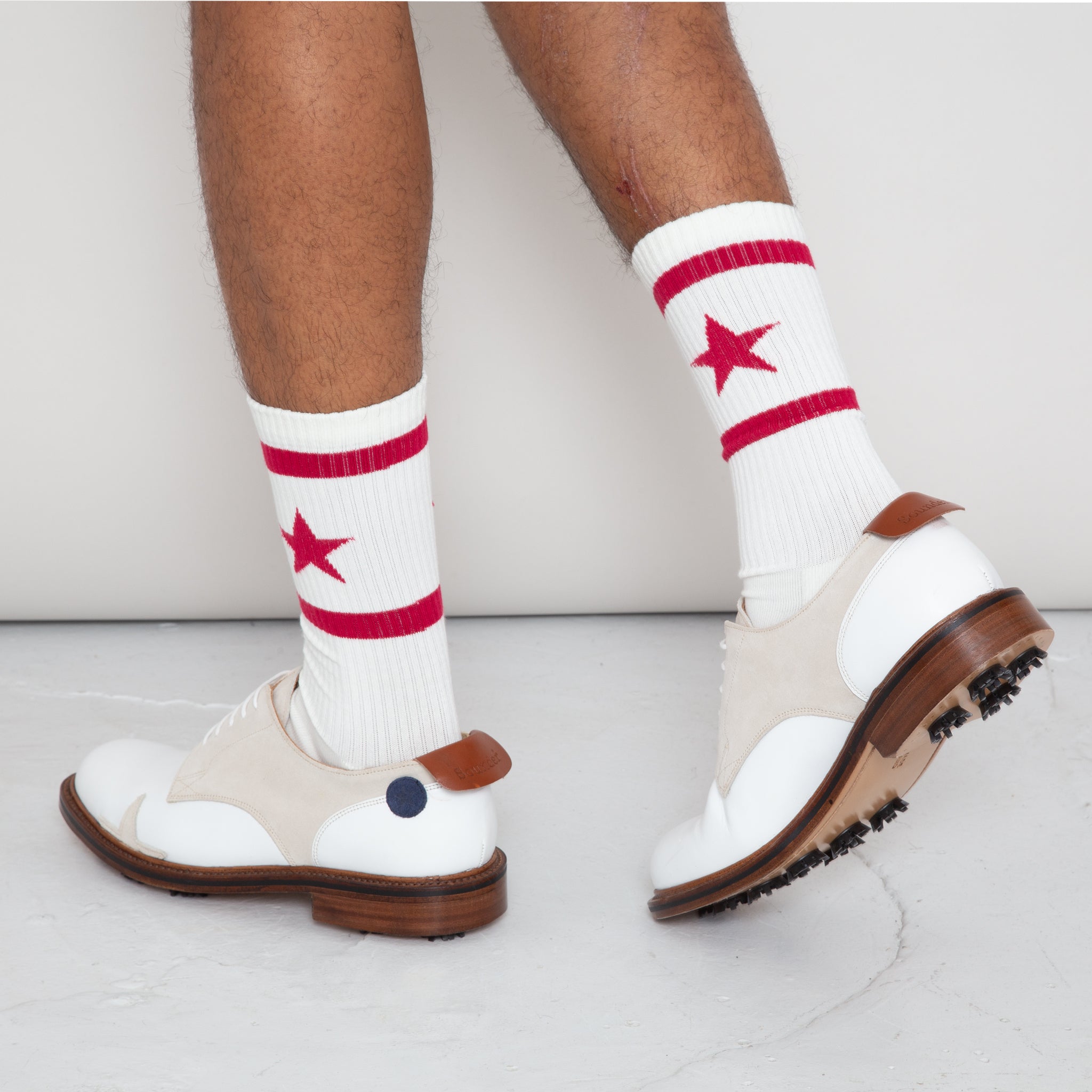 Sounder Golf | Sounder Golf | Clothing | Socks | Star Sock - White and Dark Red | Socks