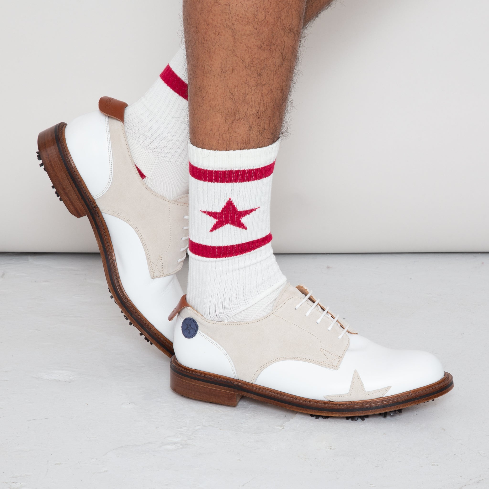Sounder Golf | Sounder Golf | Clothing | Socks | Star Sock - White and Dark Red | Socks