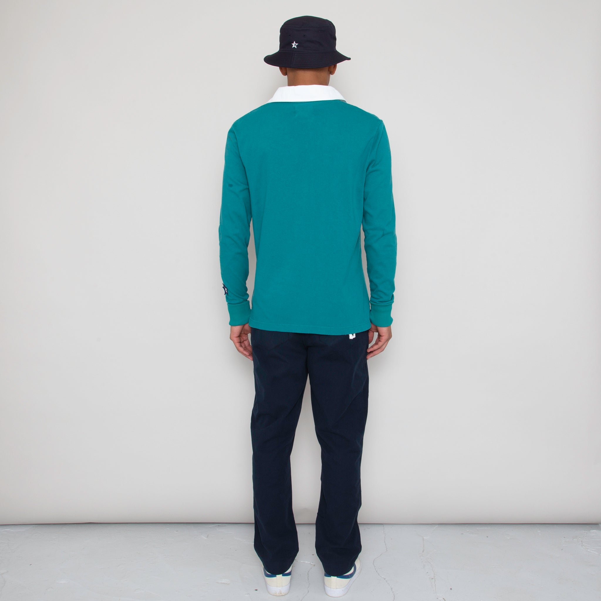 Sounder Golf | Sounder Golf | Sweats | Big Mach Long Sleeve Polo Sweat - Jade and White | Knits & Sweats