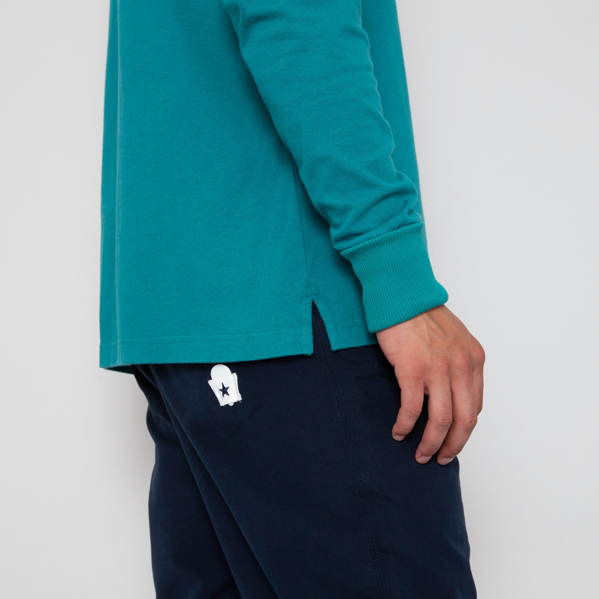 Sounder Golf | Sounder Golf | Sweats | Big Mach Long Sleeve Polo Sweat - Jade and White | Knits & Sweats