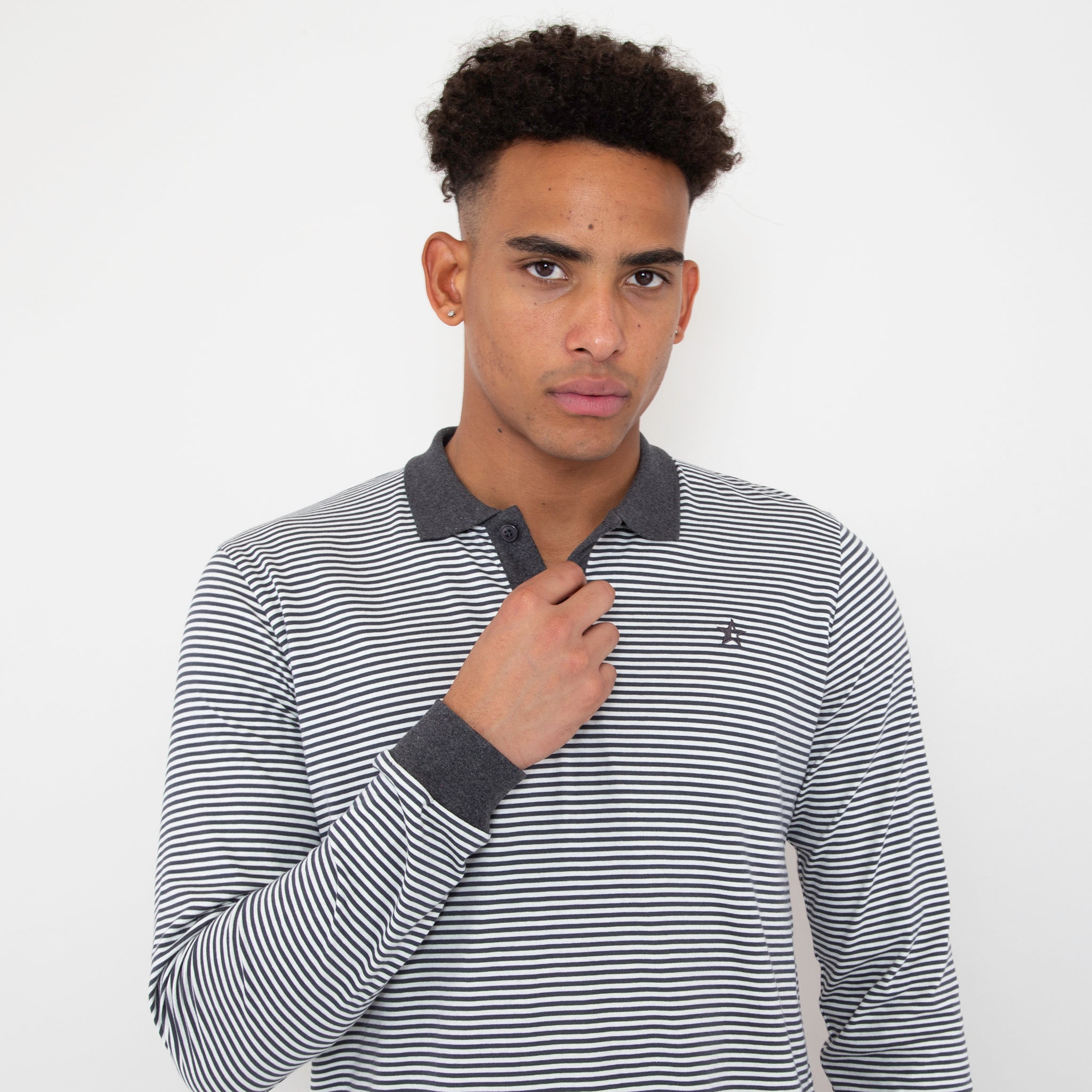 Sounder Golf | Sounder Golf | Clothing | Polos | Long Sleeve Play Well Polo - Charcoal and Off White | Polos