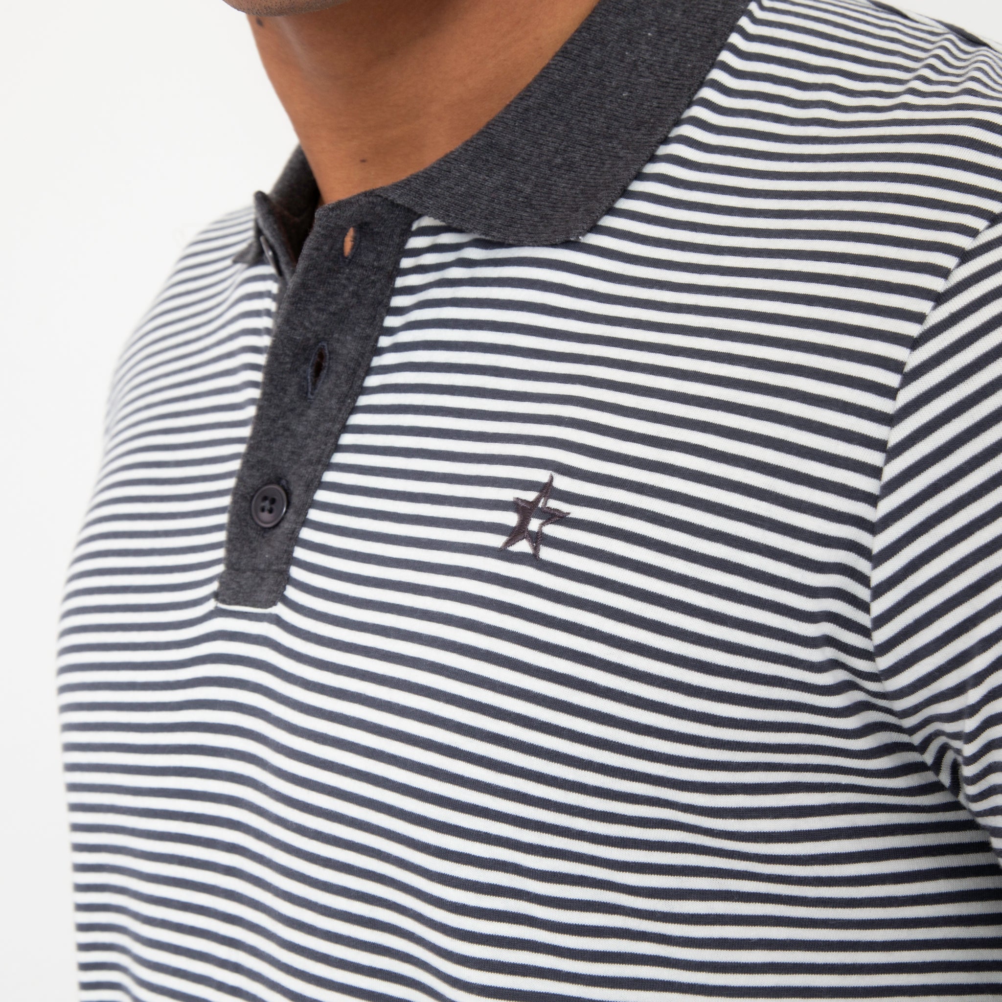 Sounder Golf | Sounder Golf | Clothing | Polos | Long Sleeve Play Well Polo - Charcoal and Off White | Polos