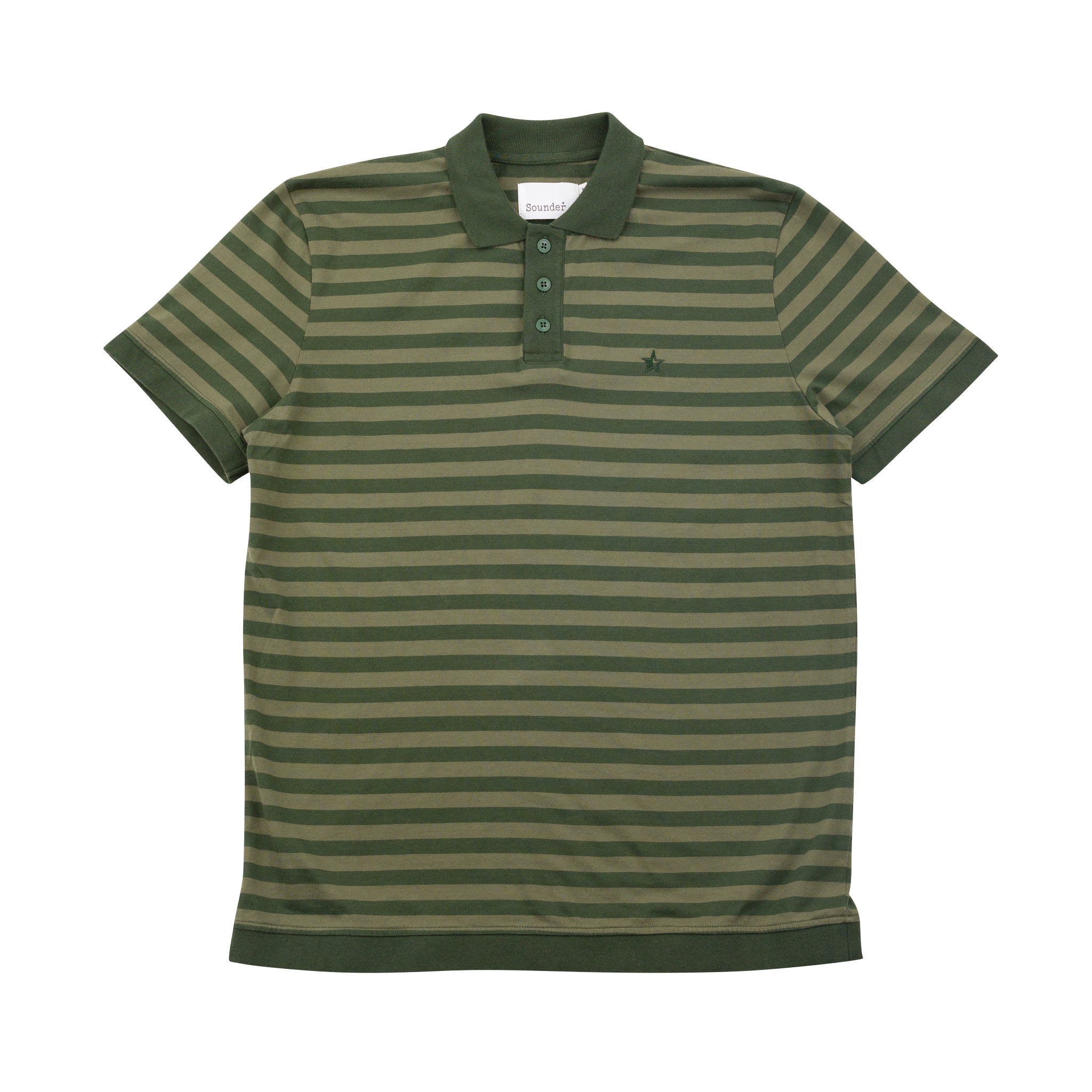 Sounder Golf | Sounder Golf | Clothing | Polos | Play Well Polo - Dark Green / Khaki Stripe | Polos