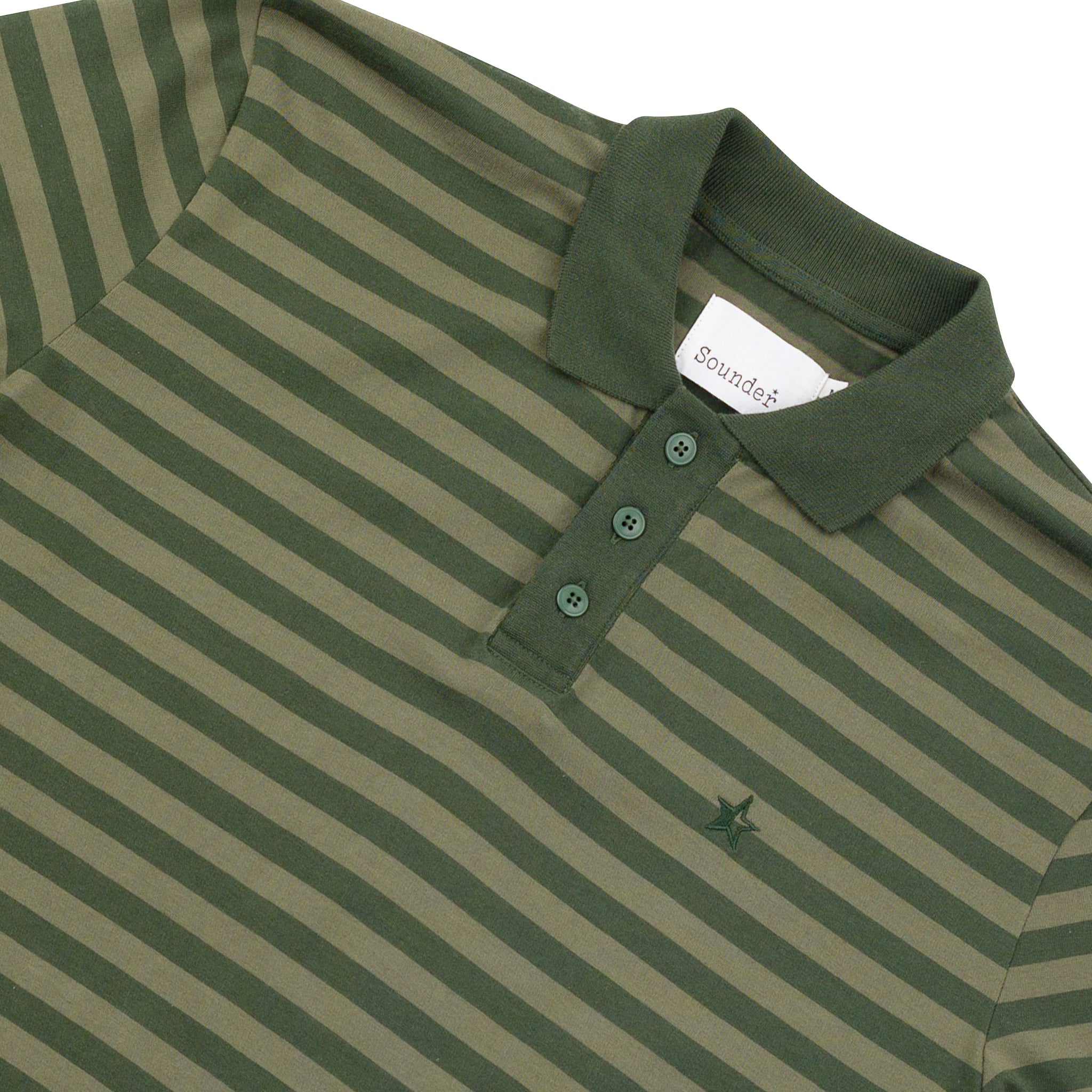Sounder Golf | Sounder Golf | Clothing | Polos | Play Well Polo - Dark Green / Khaki Stripe | Polos