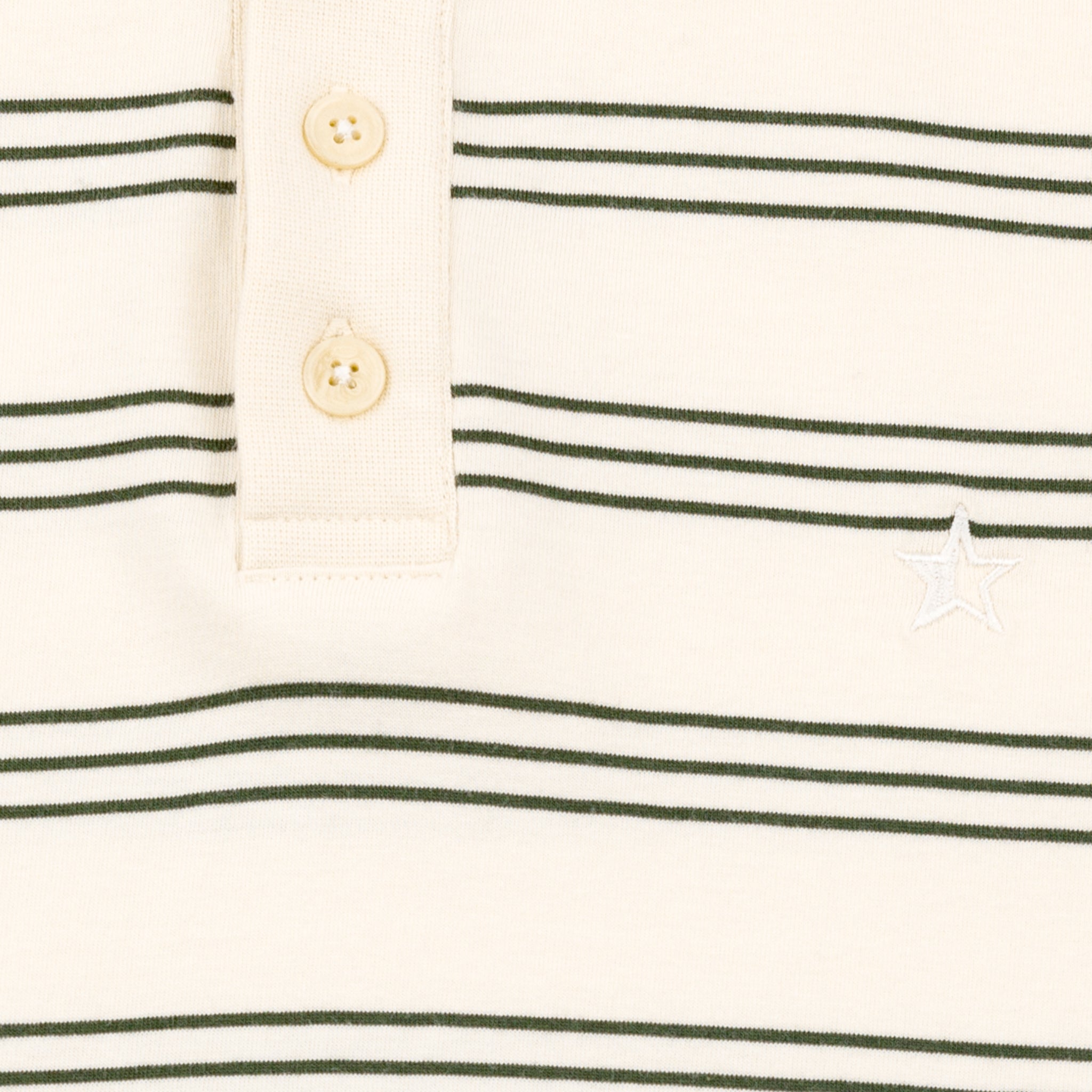 Sounder Golf | Sounder Golf | Clothing | Polos | Play Well Polo - Natural / Dark Green Pinstripe | Polos