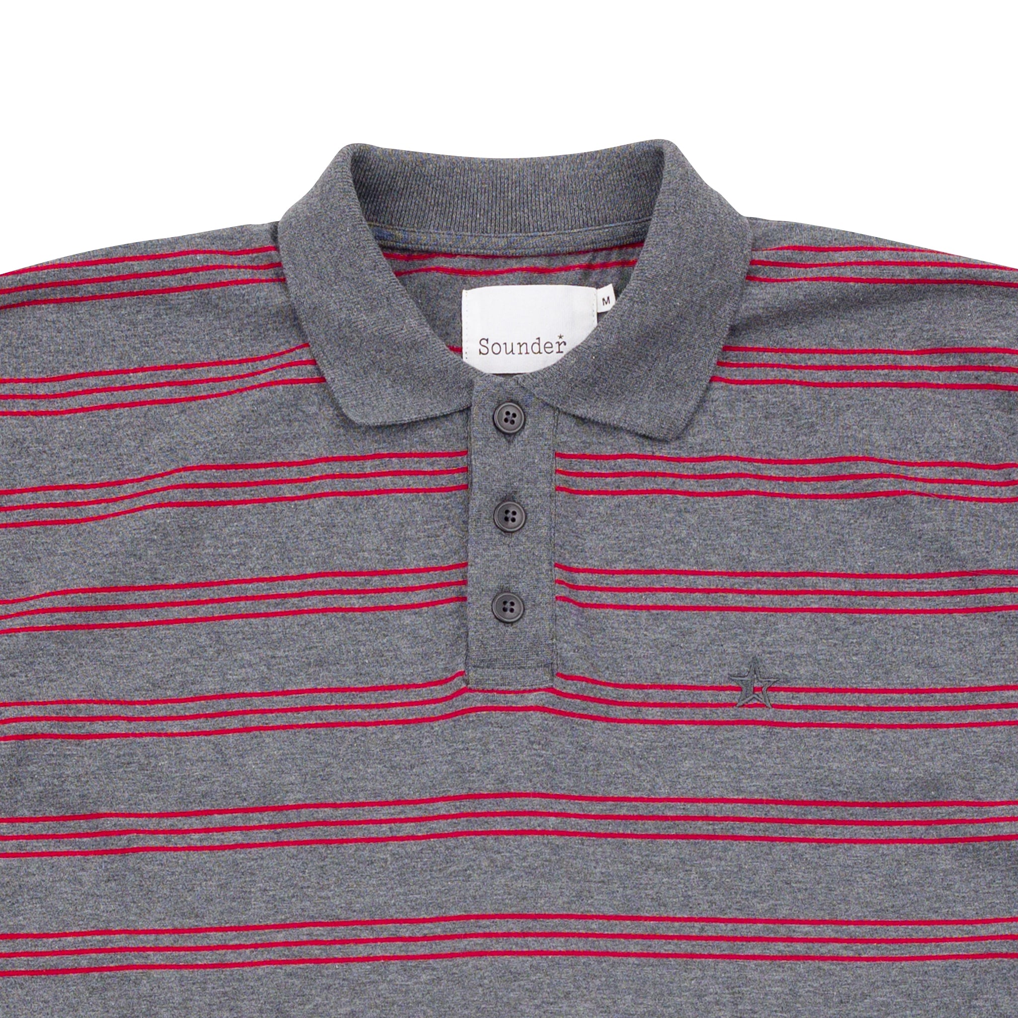 Sounder Golf | Sounder Golf | Clothing | Polos | Play Well Polo - Mid Grey / Red Stripe | Polos