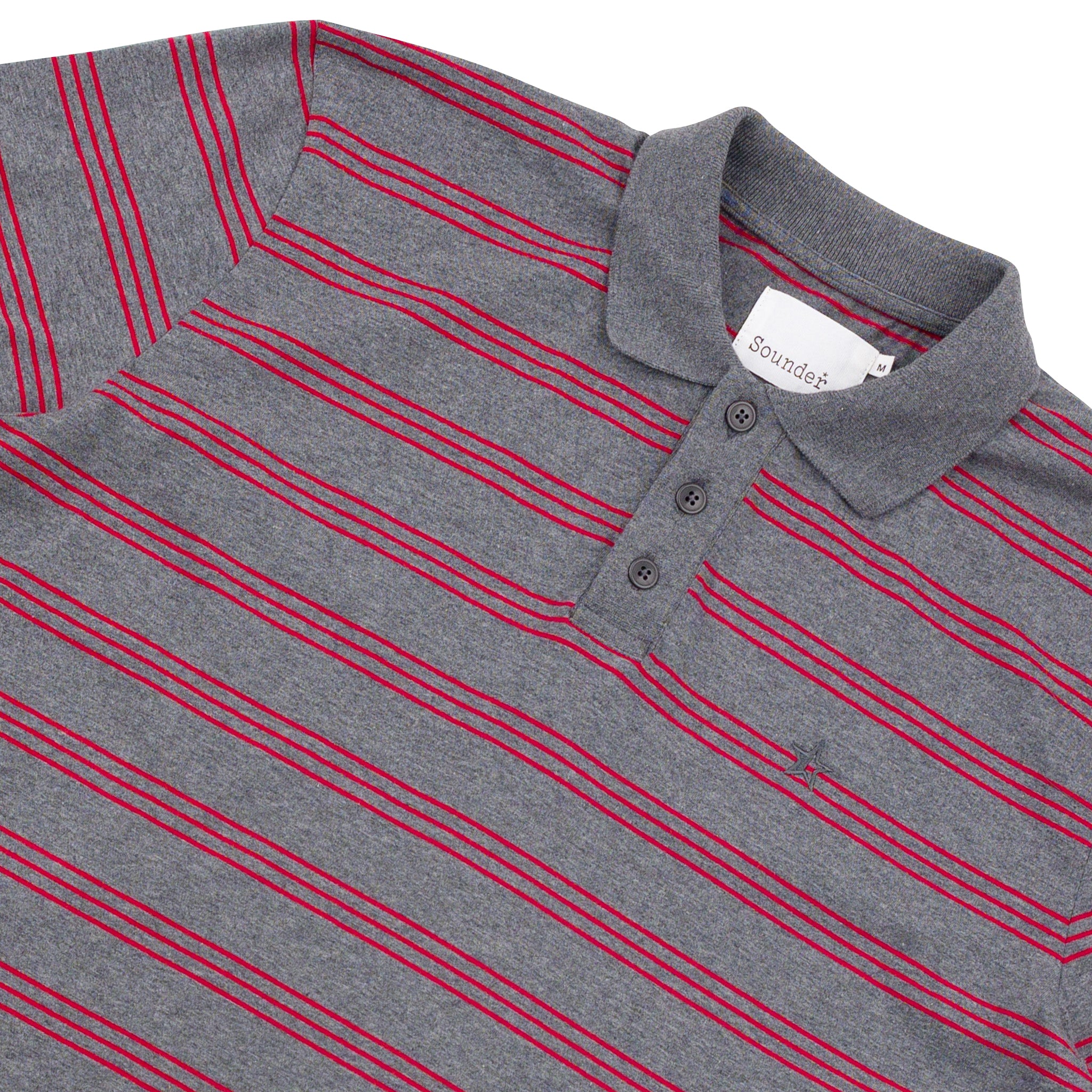 Sounder Golf | Sounder Golf | Clothing | Polos | Play Well Polo - Mid Grey / Red Stripe | Polos