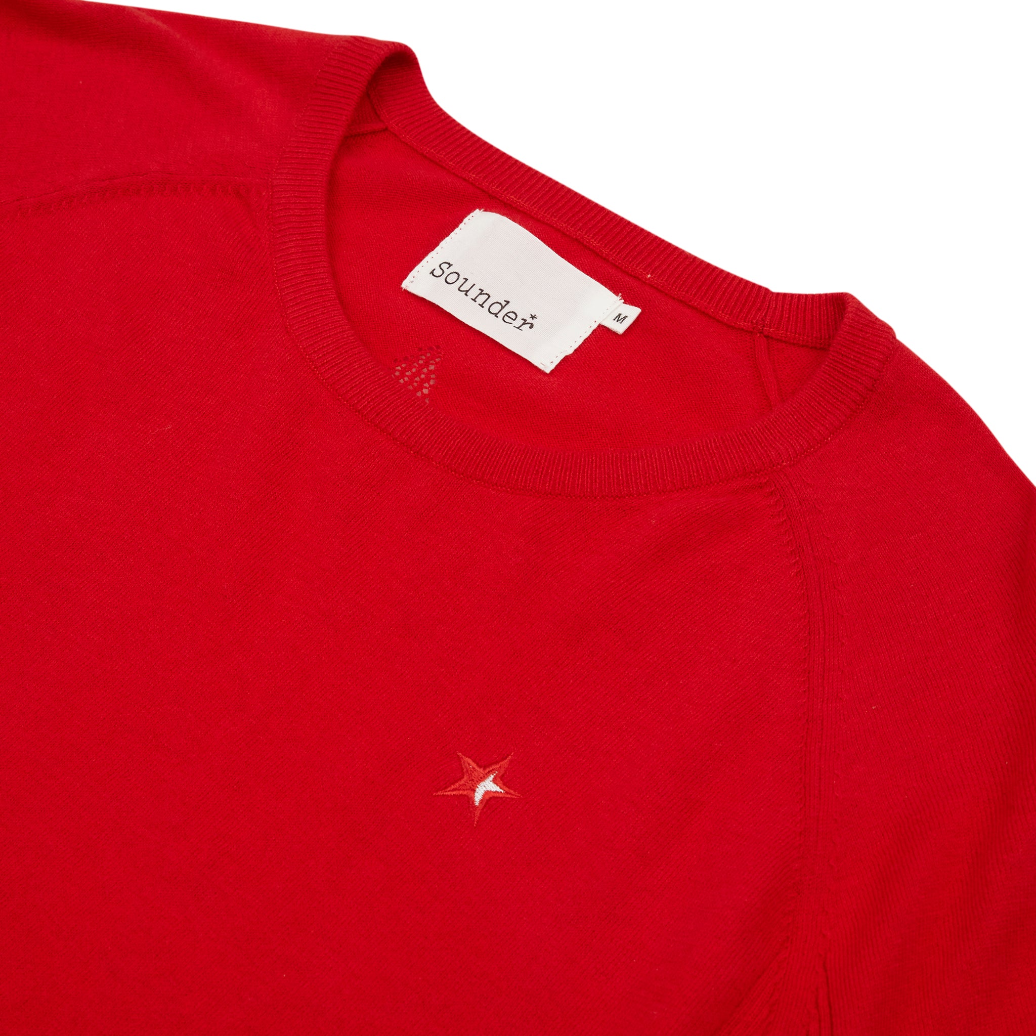 Eden Knit with Pointelle Star - Lava Red