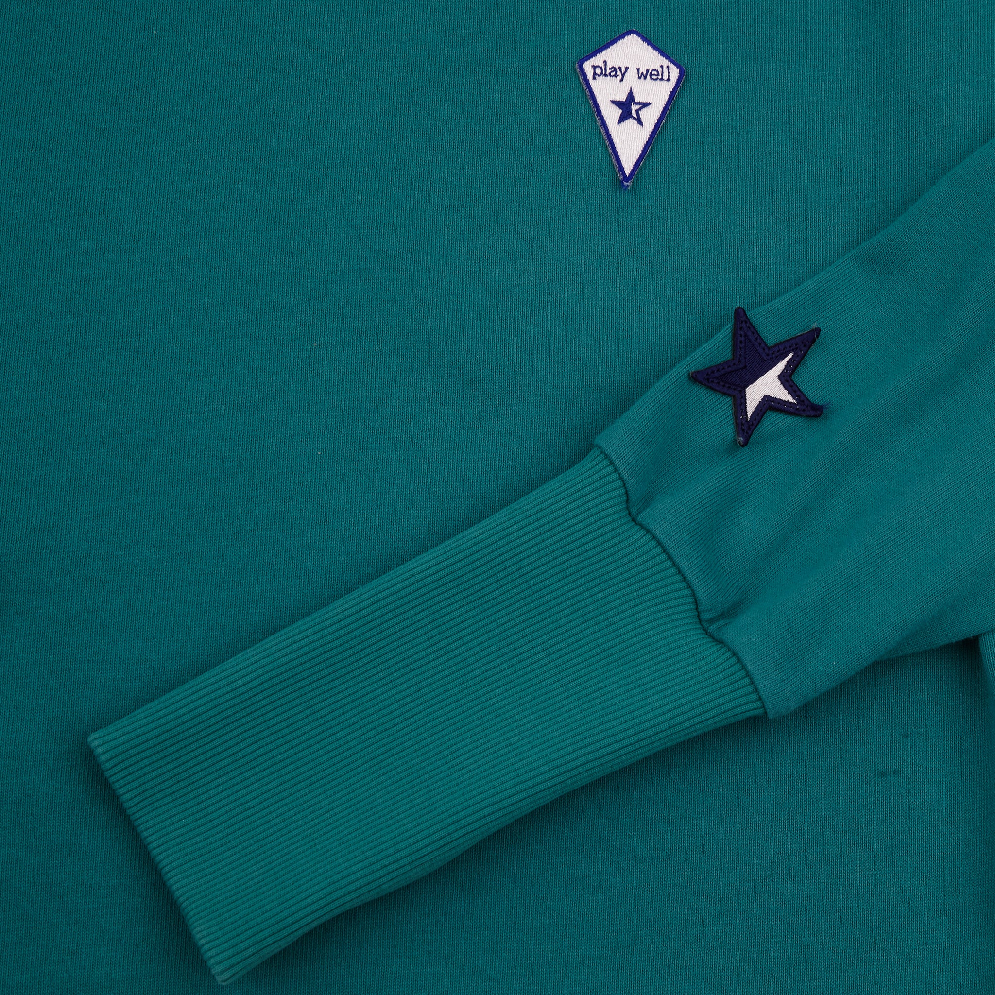 Sounder Golf | Sounder Golf | Sweats | Big Mach Long Sleeve Polo Sweat - Jade and White | Knits & Sweats