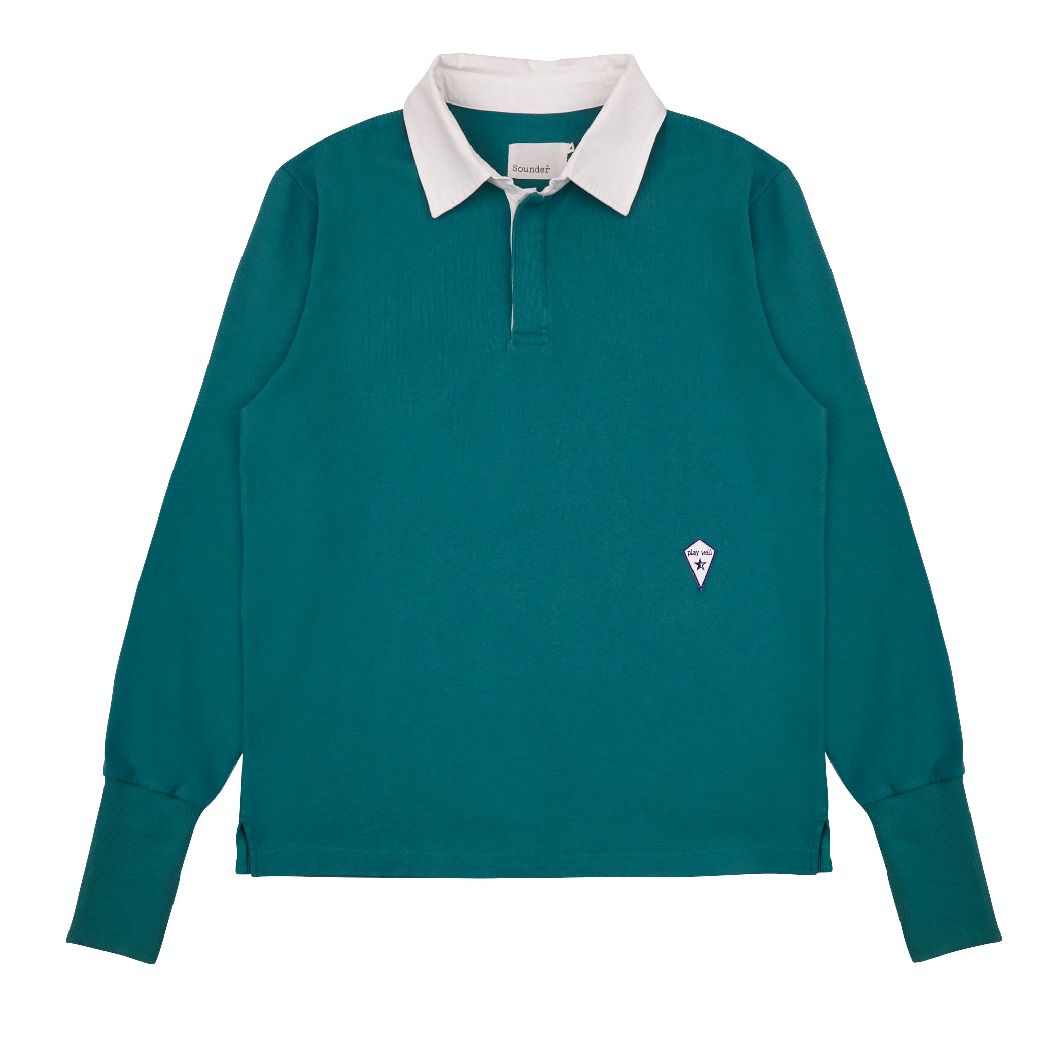 Sounder Golf | Sounder Golf | Sweats | Big Mach Long Sleeve Polo Sweat - Jade and White | Knits & Sweats