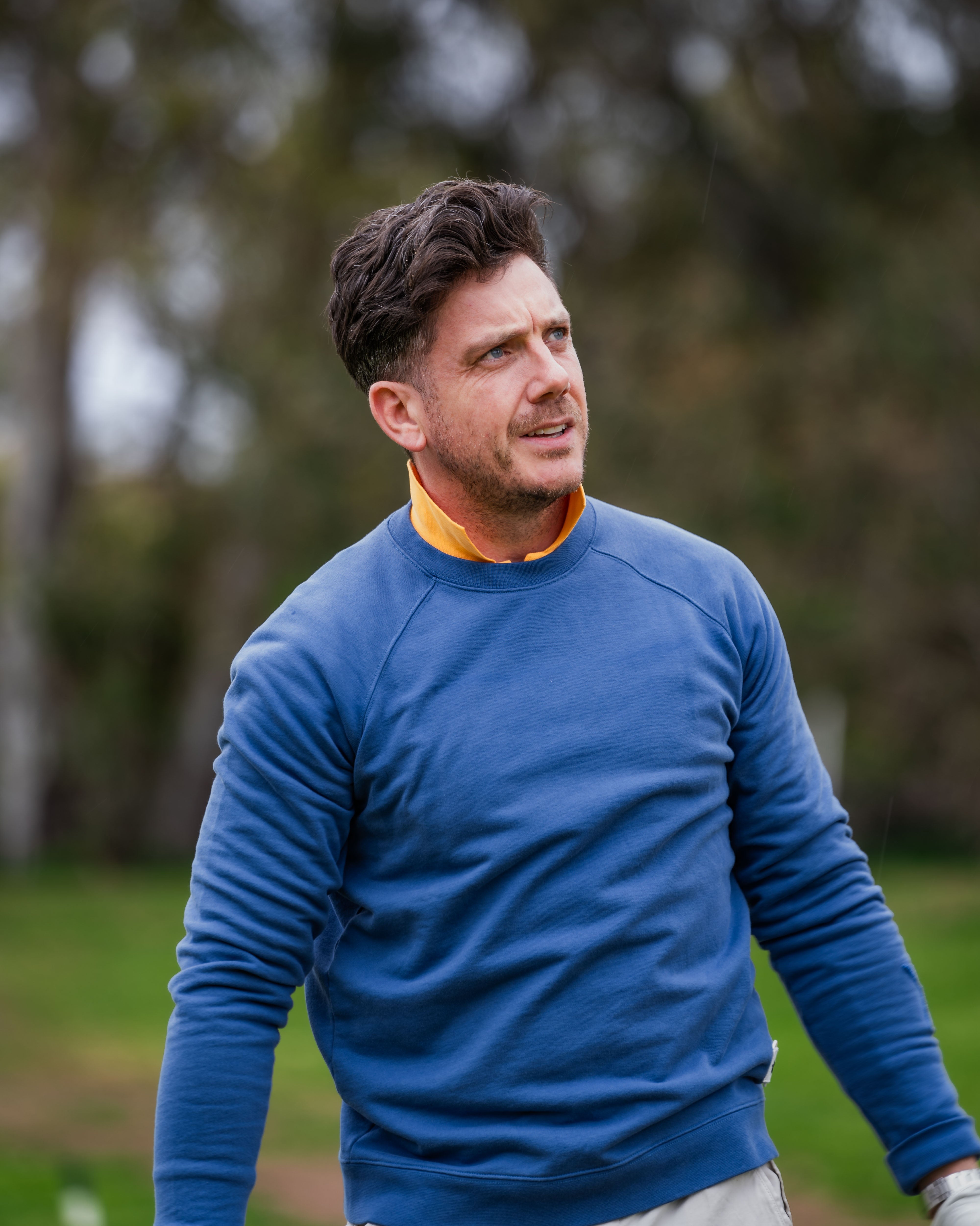 Sounder Golf | Sounder Golf | Clothing | Sweats| Raglan Star Sweat - Sea Blue | Knits & Sweats