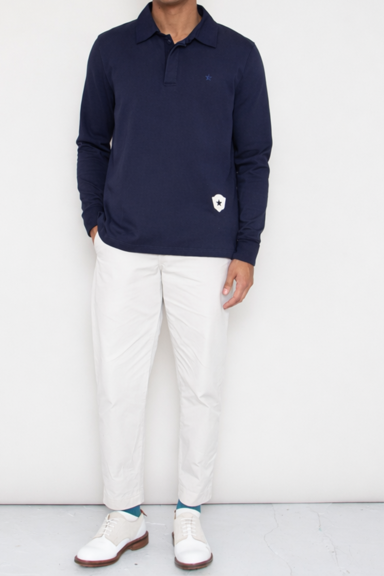 Big Mach Long Sleeve Polo Sweat - Petrol Blue