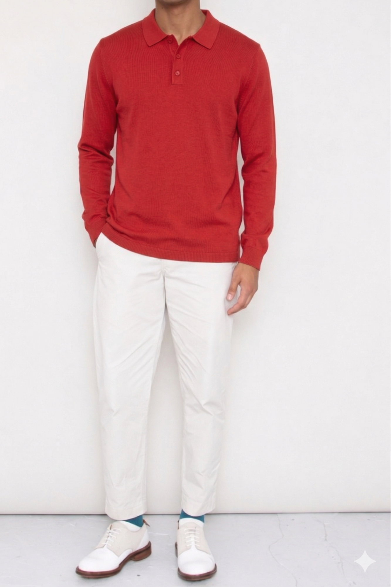 Fine Cut Knitted Polo - Lava Red