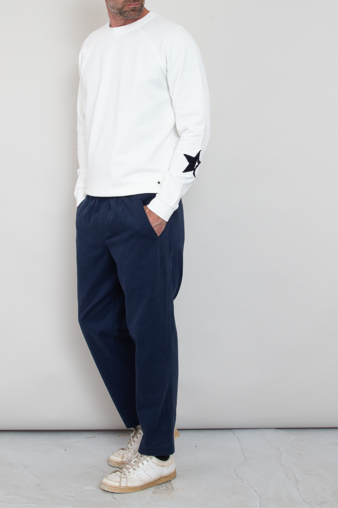 Raglan Star Sweat - Ecru with Navy Star