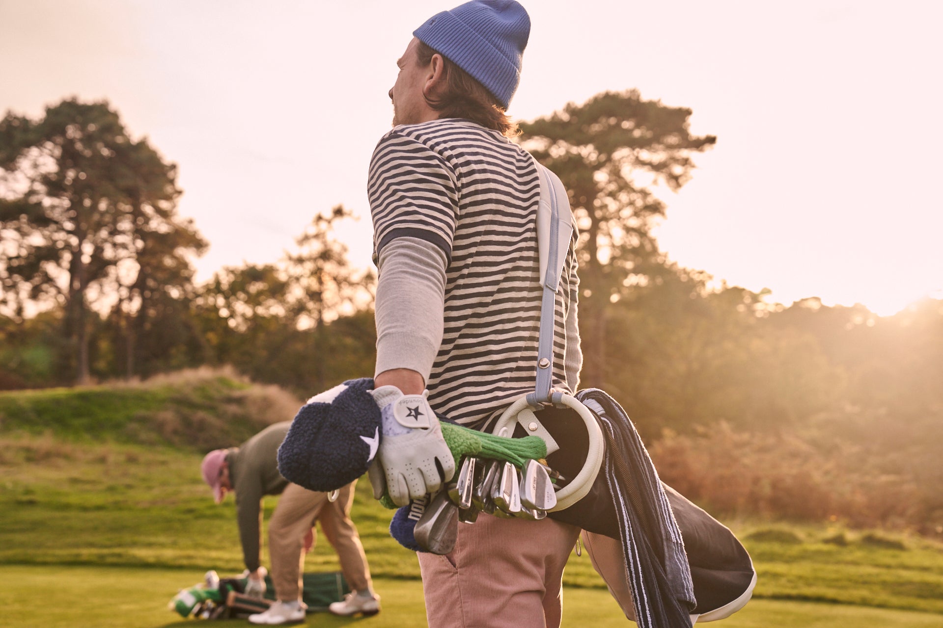 Sounder Golf | Sounder Golf | Clothing | Knits | Eden Knit with Pointelle Star - Light Grey Melange | Knits & Sweats