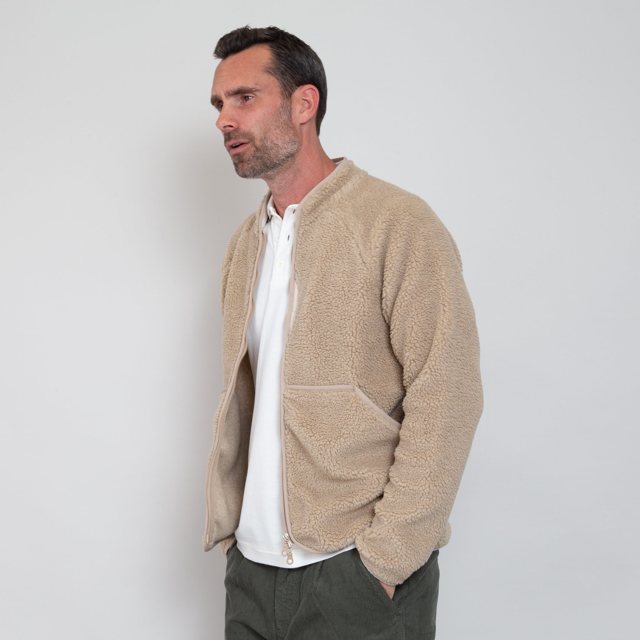 Sounder Golf | Sounder Golf | Clothing | Fleeces | Himalayas Fleece Jacket - Oat | Outerwear