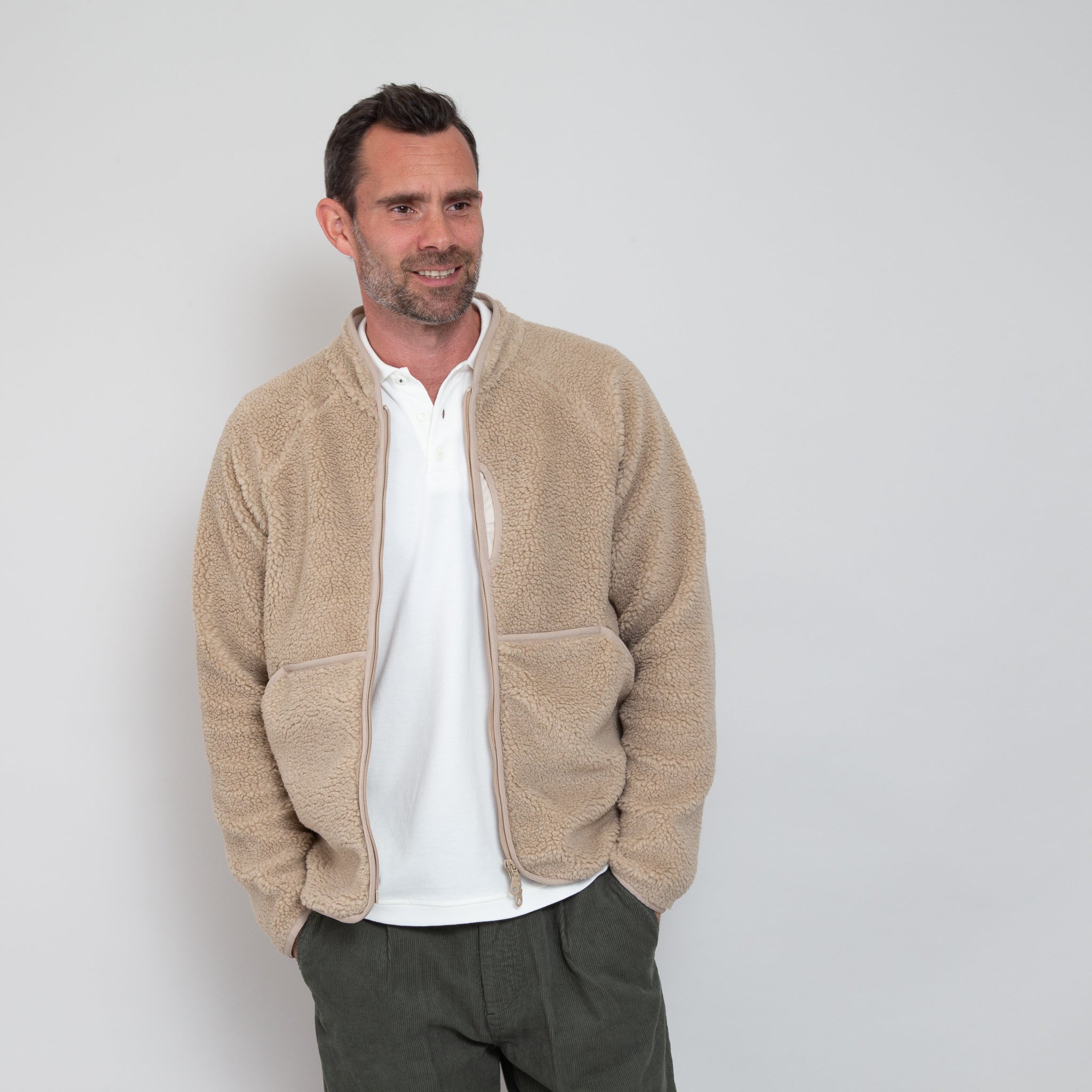 Sounder Golf | Sounder Golf | Clothing | Fleeces | Himalayas Fleece Jacket - Oat | Outerwear