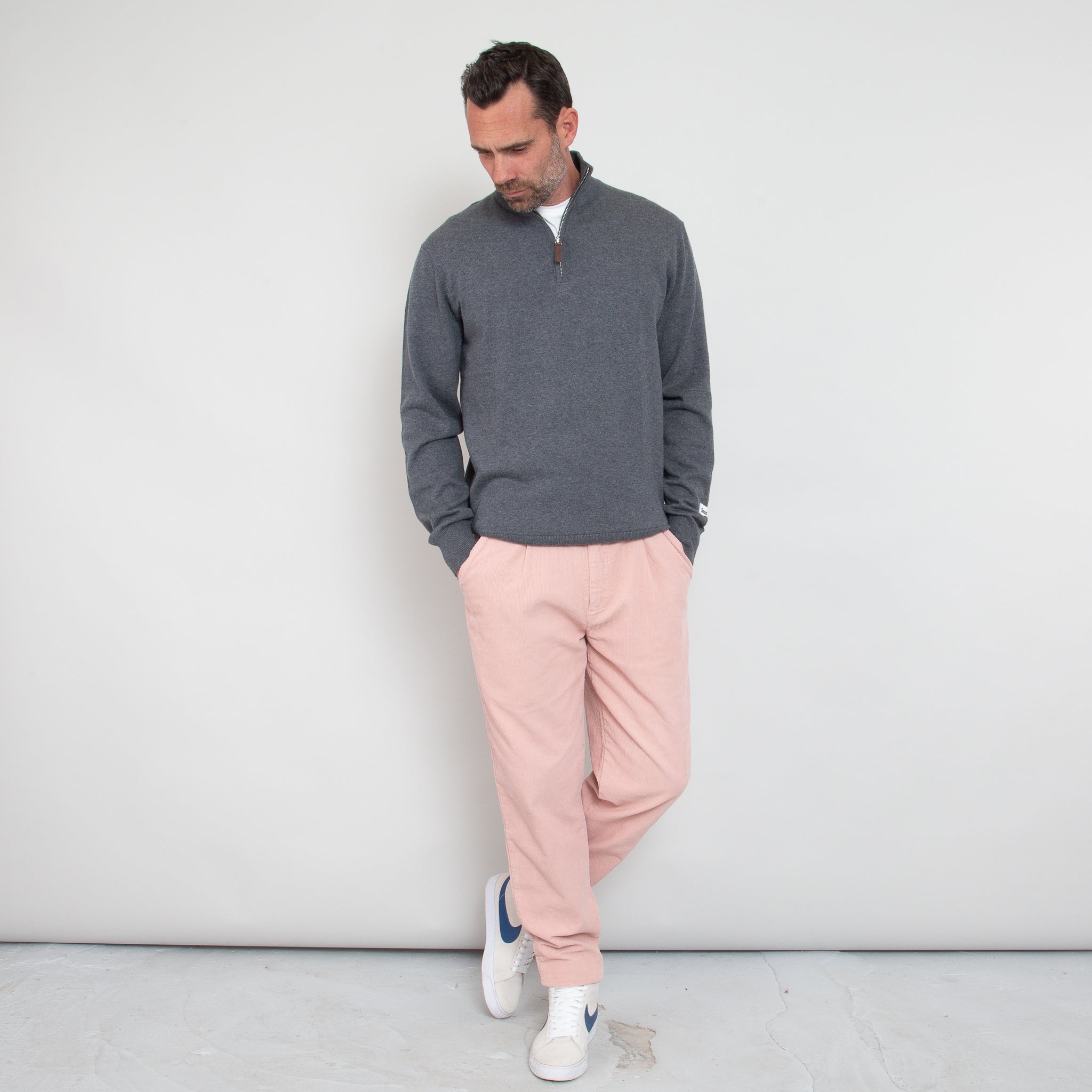 Sounder Golf | Sounder Golf | Clothing | Knits | Fine Cut Half Zip Knit - Dark Grey Melange | Knits & Sweats