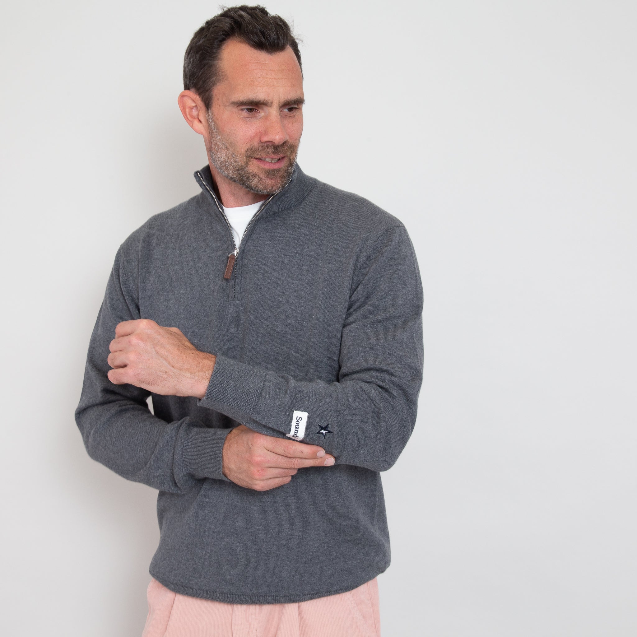 Sounder Golf | Sounder Golf | Clothing | Knits | Fine Cut Half Zip Knit - Dark Grey Melange | Knits & Sweats