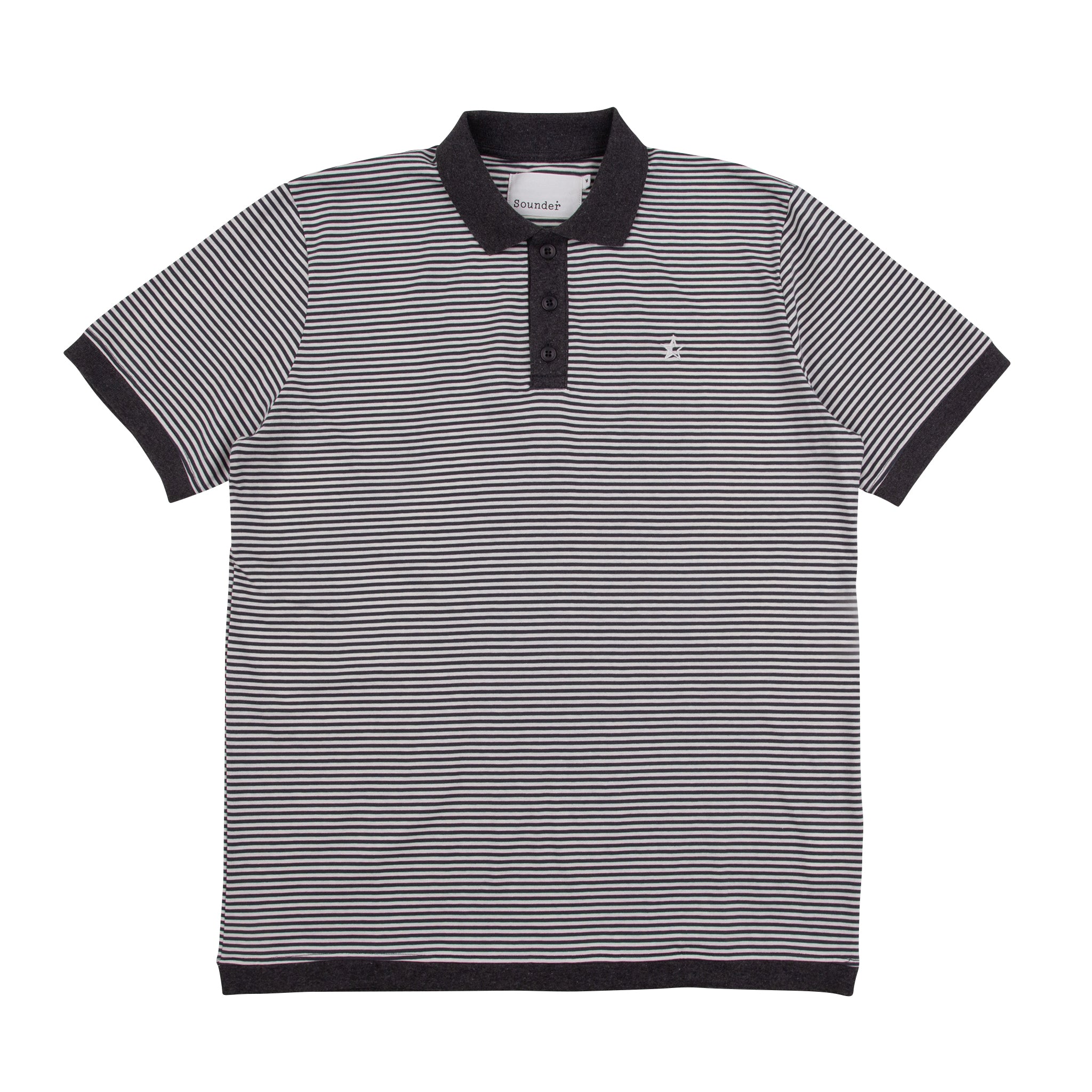 Sounder Golf | Sounder Golf | Clothing | Polos | Play Well Polo - Charcoal and Off White Stripe | Polos