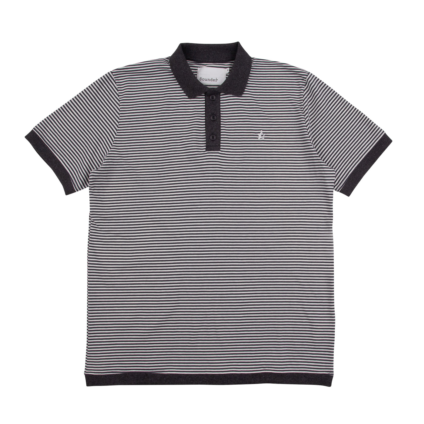 Play Well Polo - Charcoal and Off White Stripe