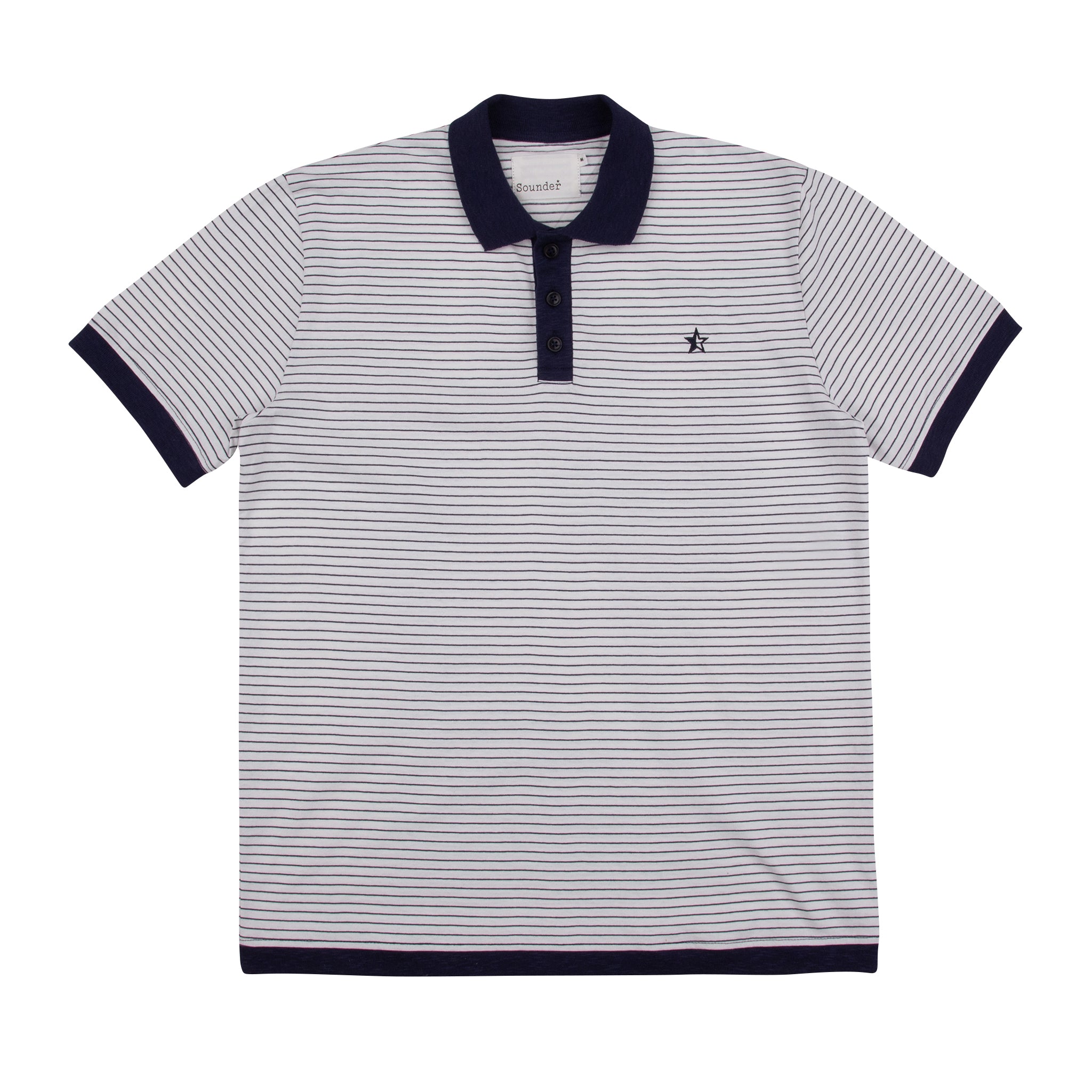 Sounder Golf | Sounder Golf | Clothing | Polos | Play Well Polo - Off White and Dark Navy Pin Stripe | Polos