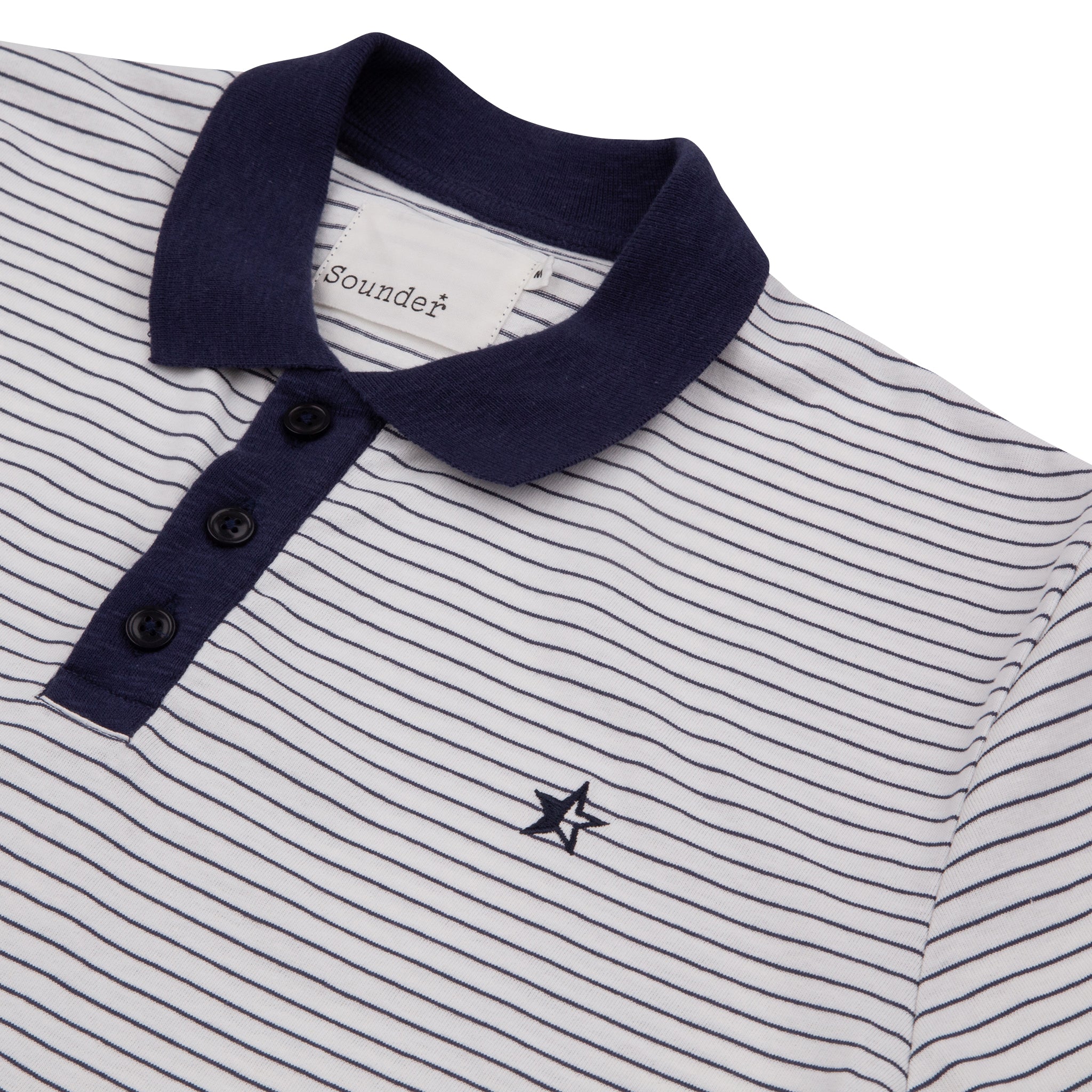 Sounder Golf | Sounder Golf | Clothing | Polos | Play Well Polo - Off White and Dark Navy Pin Stripe | Polos
